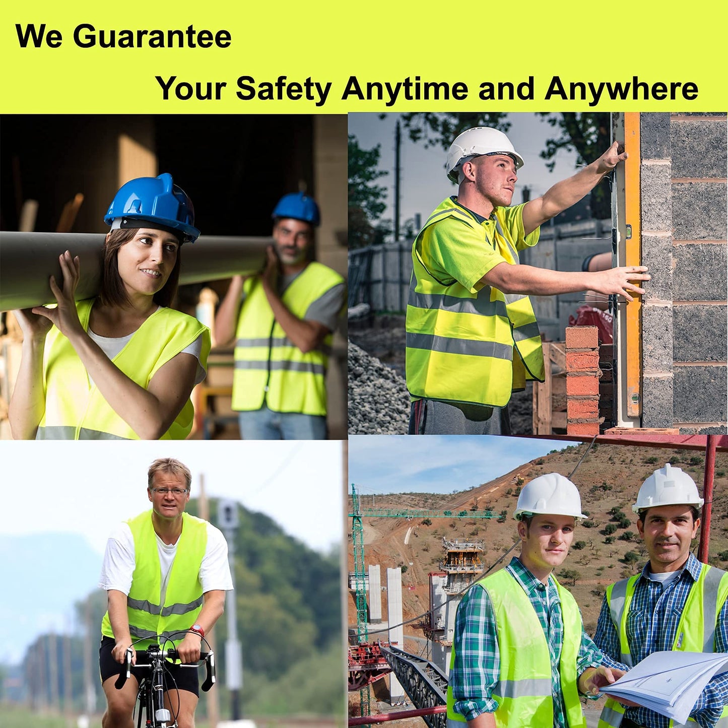 Lavori-AK Safety Vests 20 Pack Bulk - Yellow Reflective High Visibility Construction ANSI Class 2 Work Vests for Men,Woman,Hi Vis Mesh and Neon Silver Strip