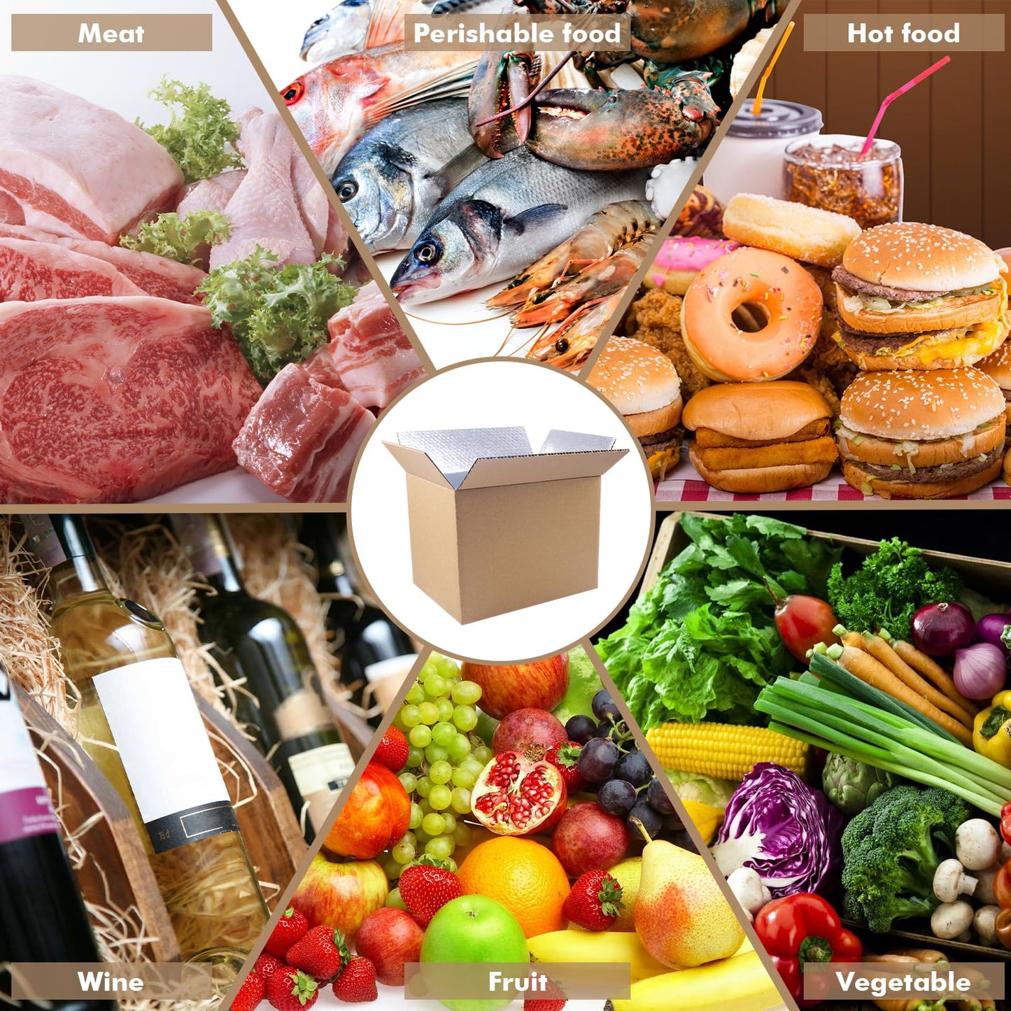 aromeili Insulated Shipping Boxes for Shipping Frozen Food-15.7" x 11.8" x 7.87" (6 Pack),Large Foil Cooler Carton Moving Kits for Mailing Packing,Reusable Cold Shipping Box with Insulation