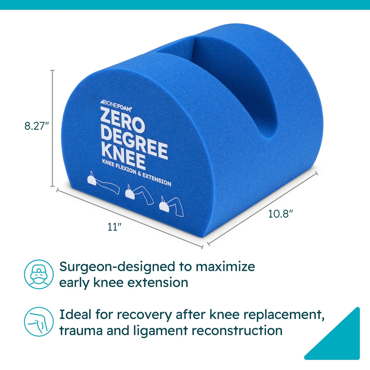 BoneFoam Zero Degree Knee for Rehabilitation After Knee Replacement, Fractures or Ligament Reconstruction; FSA/HSA Eligible Leg Rehab, Extension - Packaging May Vary