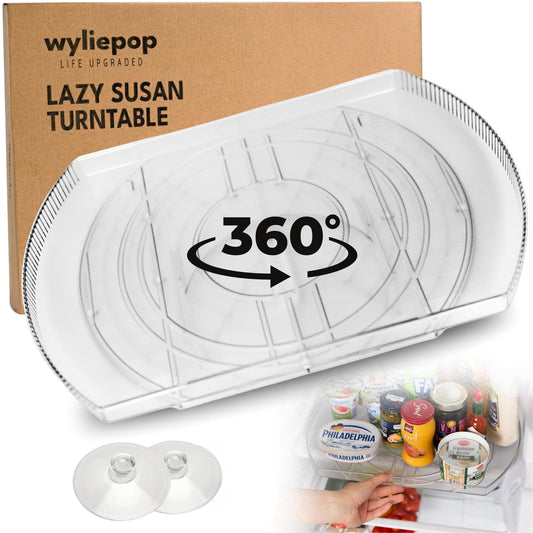 Lazy Susan for Refrigerator - 360° Turntable Refrigerator Organizer and Storage Tray for Fridge, Cabinet & Pantry - Large, Premium Rectangle Lazy Susan (15"x11"x1.3")