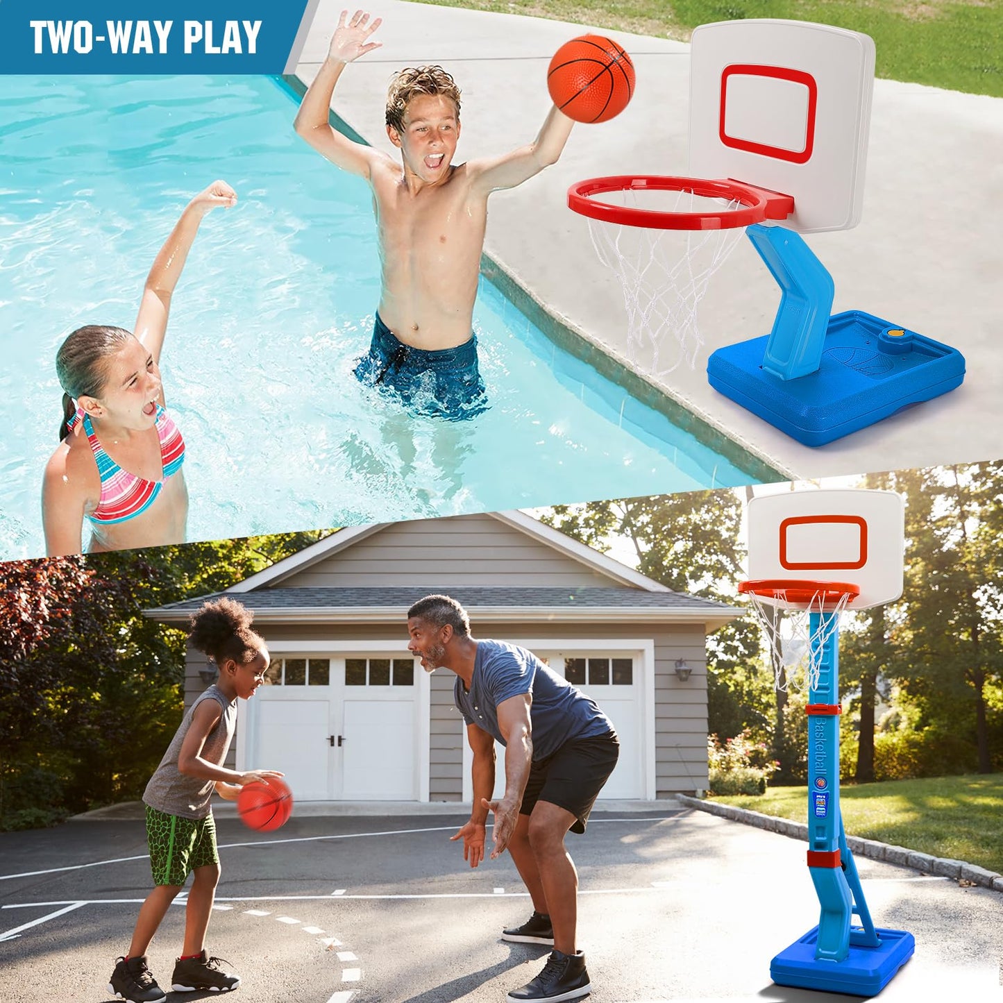 SUPER JOY Toddler Basketball Hoop Height Adjustable Kids Basketball Hoop for Indoor Outdoor Play Portable Basketball Goal Poolside Hoop, Basketball Game Toy for Boys Girls Aged 1 2 3 4 5