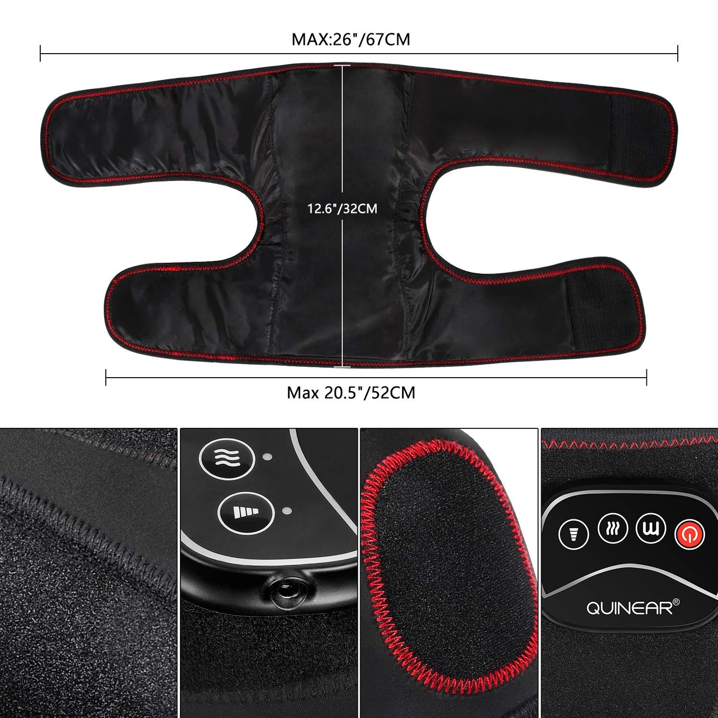 QUINEAR Knee Massager with Heat, Air Compression Leg Knee Brace Wrap for Arthritis Pain Relief Eletric Heating for Joint Pain, Cramps and Circulation 3 Modes & 3 Intensities - FSA or HSA Eligible