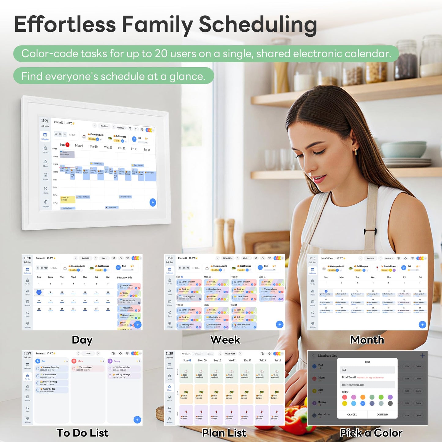 10.1-Inch Smart Digital Calendar, Interactive Touch Screen, HD Display, Wall-Mountable Family Organizer with Chore Chart, To-Do Lists & App Sync for Home & Office, Thoughtful Mother's Gift for Her