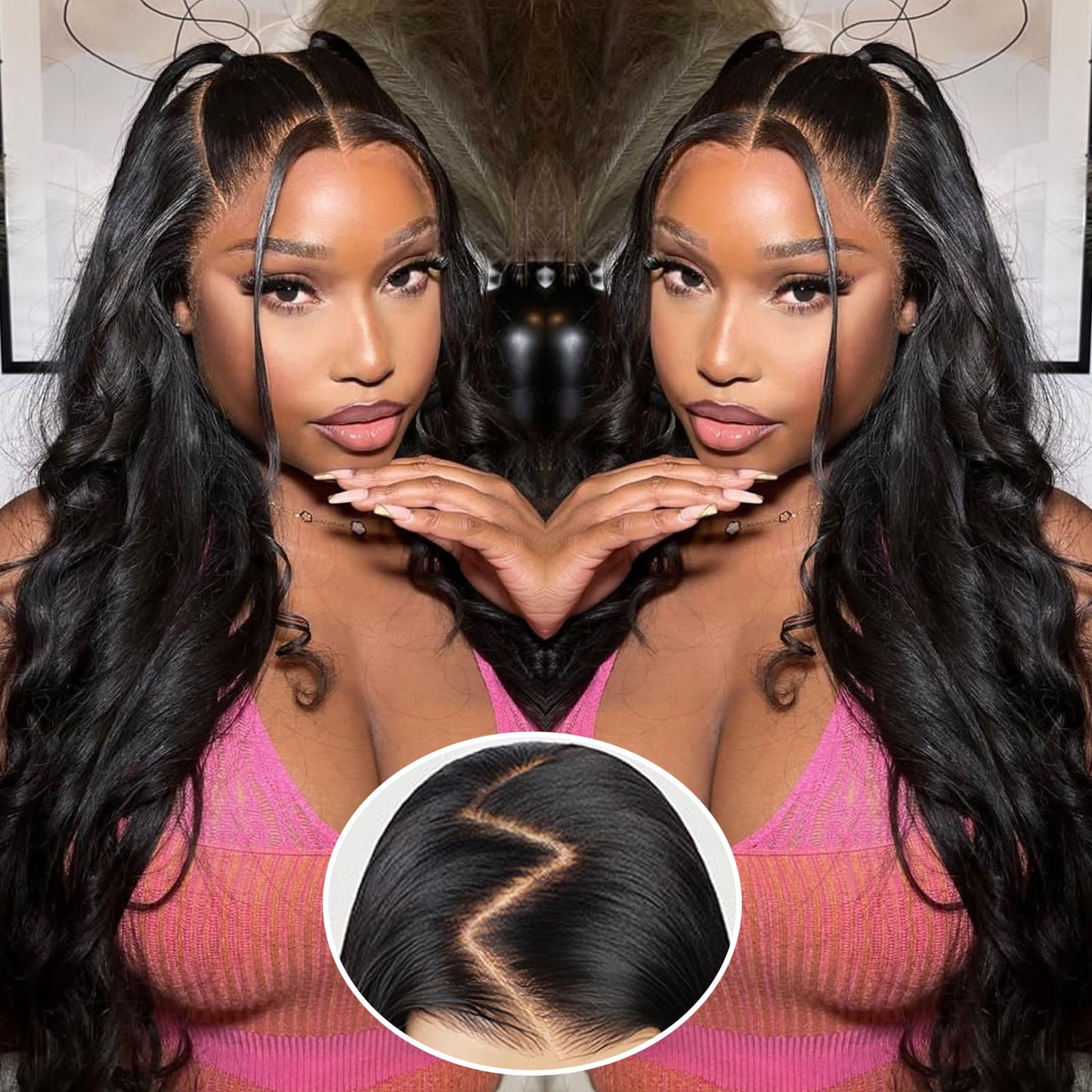28 Inch Wear And Go Glueless Wigs Human Hair Pre Plucked Pre Cut 9x6 Body Wave Glueless Pre Plucked Bleached Knots Lace Front Wig For Women Transparent Lace Closure Wigs 200% Density