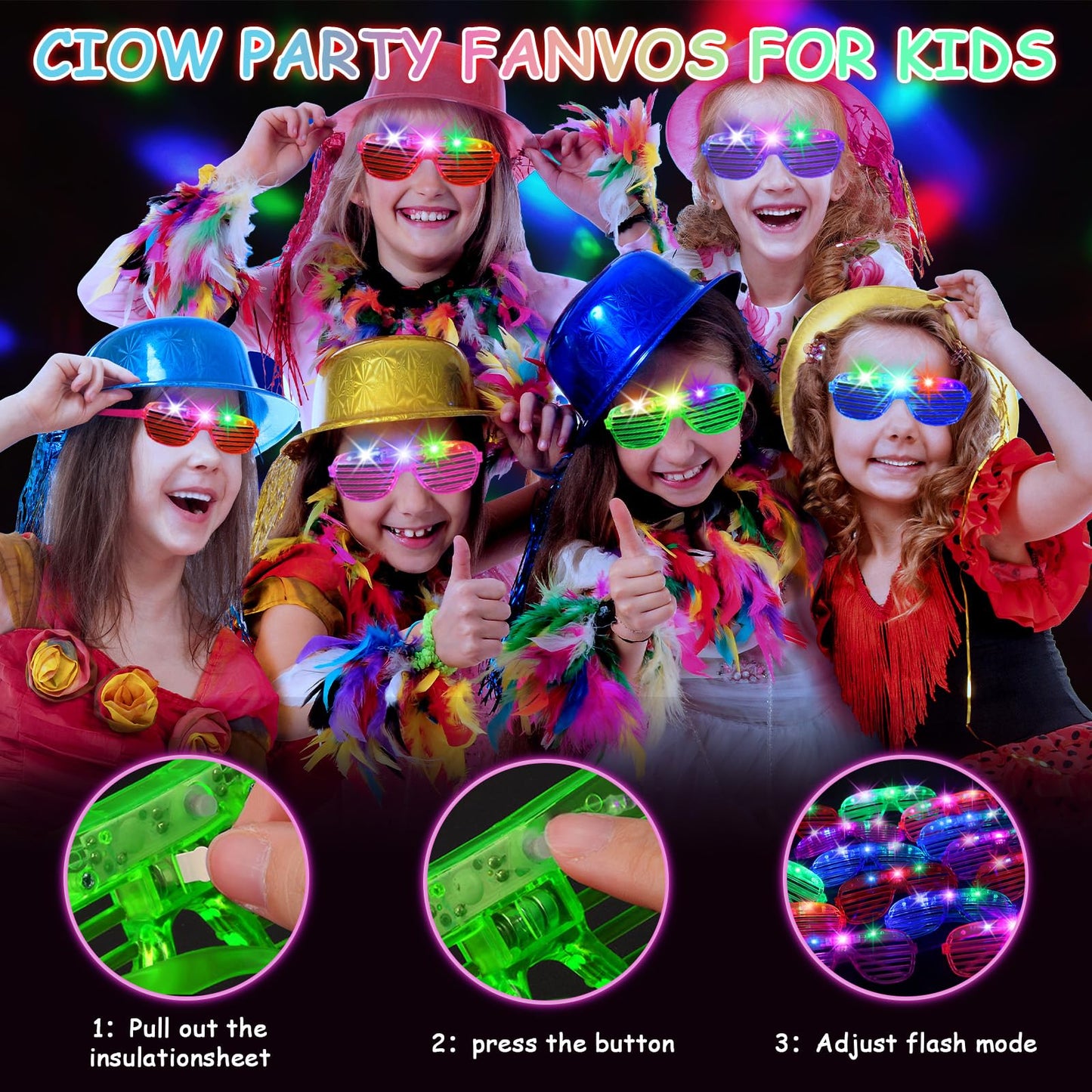 OLUPP 84 PCS LED Glasses, 5 Colors Light Up Glasses with 3 Light Modes, Glow in The Dark Party Supplies, Glow Glasses for Rave Party,Wedding, Birthday, Concert, New Year, Carnival