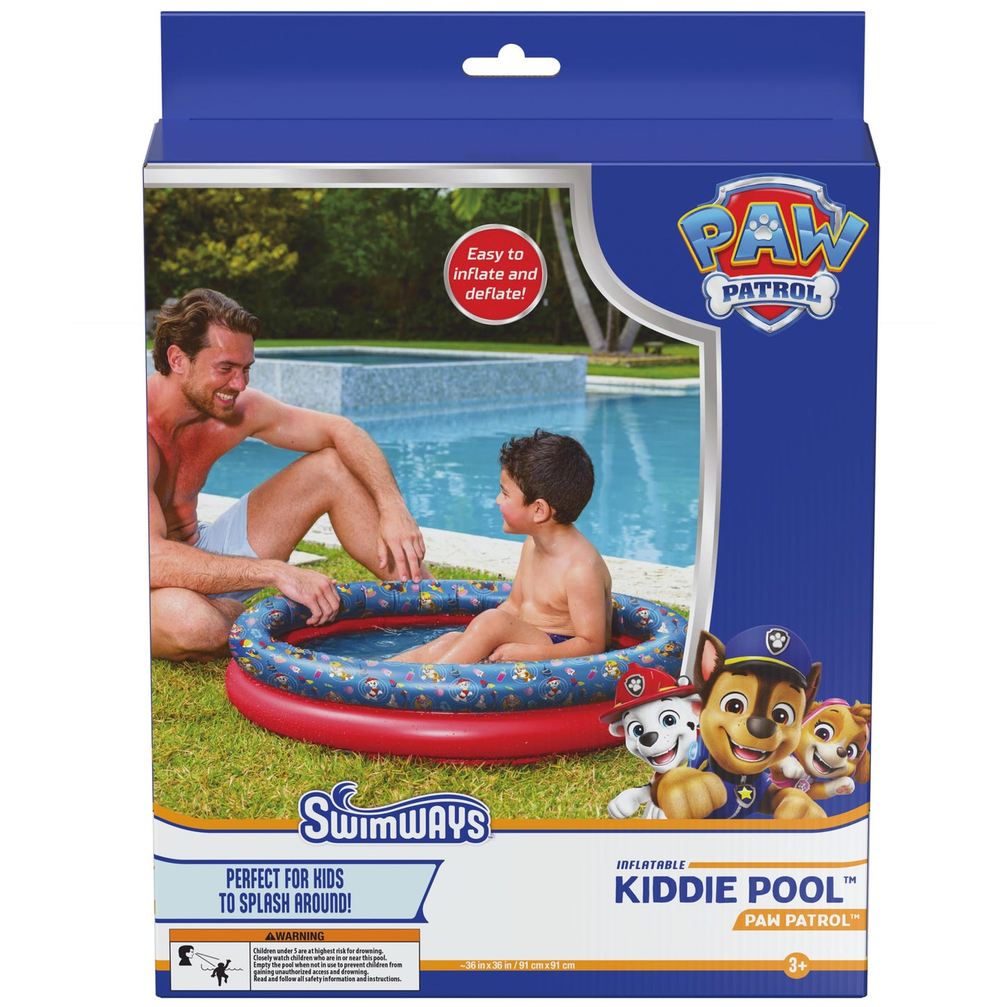 Swimways Paw Patrol Kiddie Pool, Inflatable Above Ground Pool & Outdoor Toys, Paw Patrol Party Supplies & Pool Toys for Kids Aged 3 & Up
