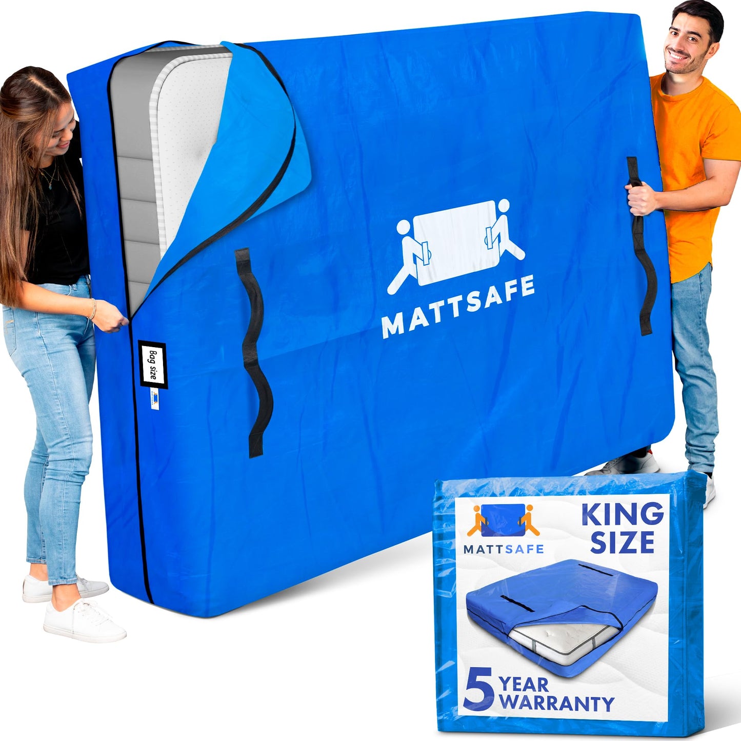 Nordic Elk Mattress Bags for Moving and Storage (King) Heavy Duty Moving Supplies, 8 Sturdy Handles, Strong Zipper, Mattress Cover Bed Bags, Storage Cover Essentials Packing Protector