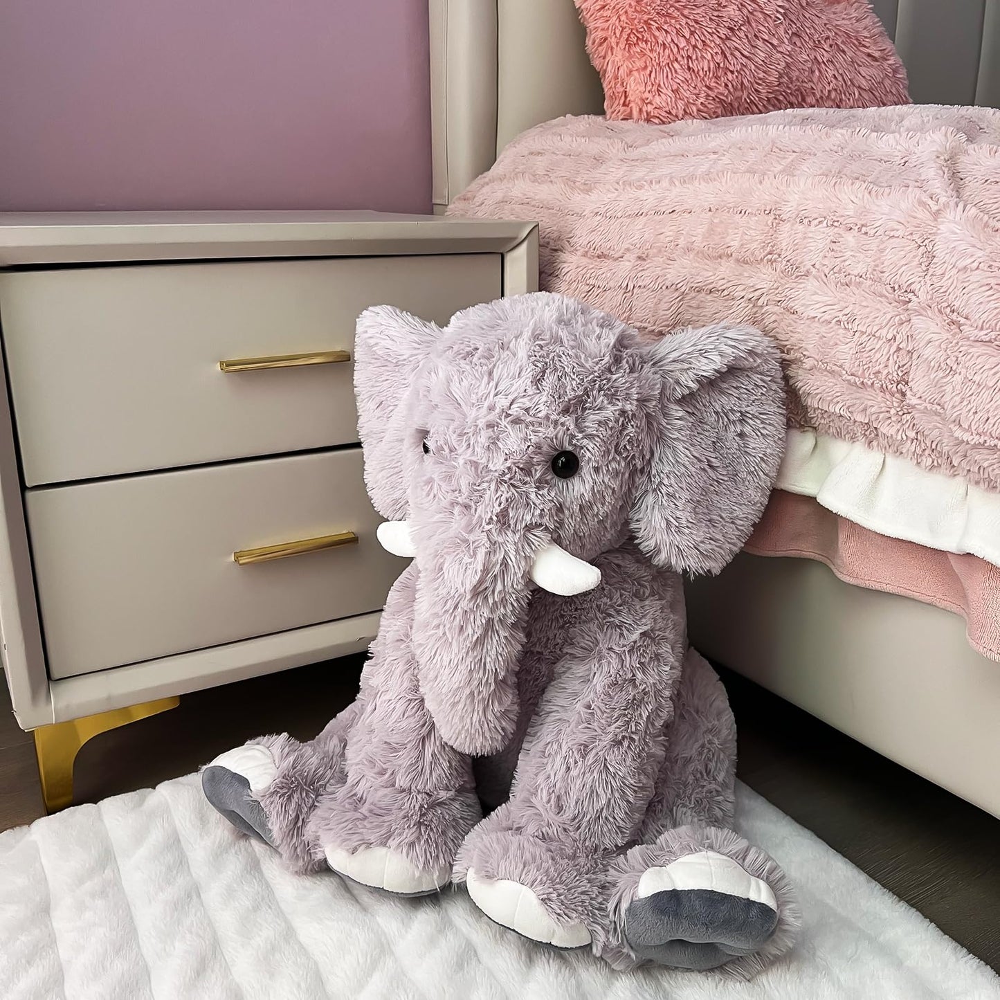 UBABER 20 Inch Large Elephant Stuffed Animals,Clever Elephant Plush Pillow for Kids, Perfect Elephant Gifts for Women,Super Soft Elephant Room Decoration(Gray).