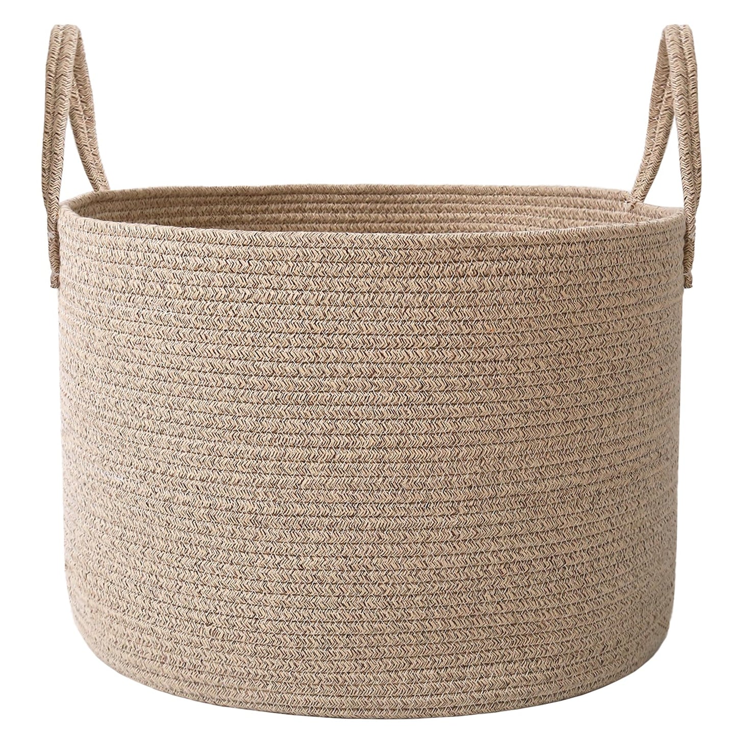 JMvicyroam 115L Extra Large Blanket Basket for Living Room - Woven Cotton Rope Laundry Hamper with Reinforced Handles - Storage Bin for Pillows, Comforters & Toys - Machine Washable,Oatmeal