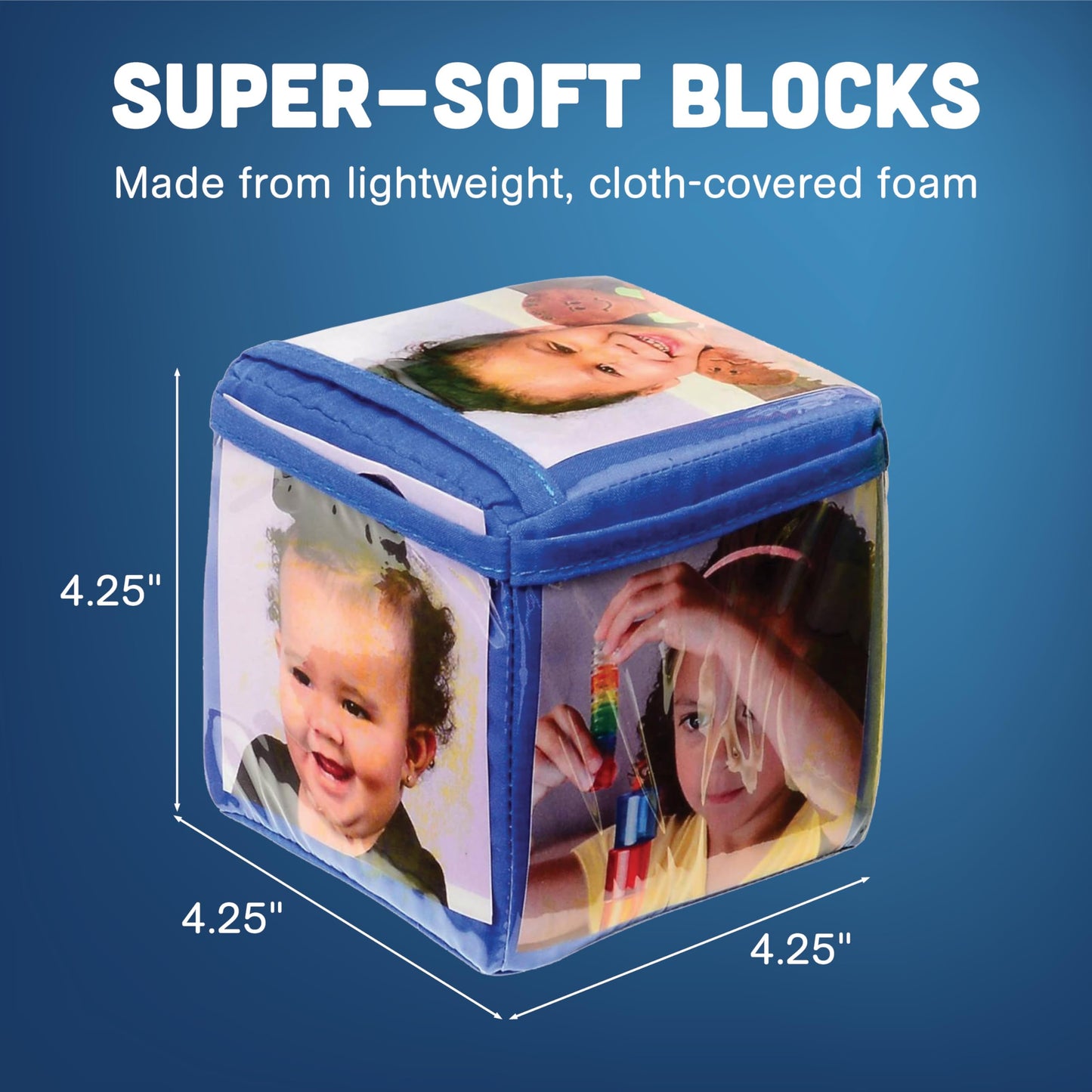 CP Toys Photo Pocket Foam Stacking Blocks - Set of 4 Colorful Blocks with 24 Vinyl Photo Pockets to Personalize - Ages 12 Months+