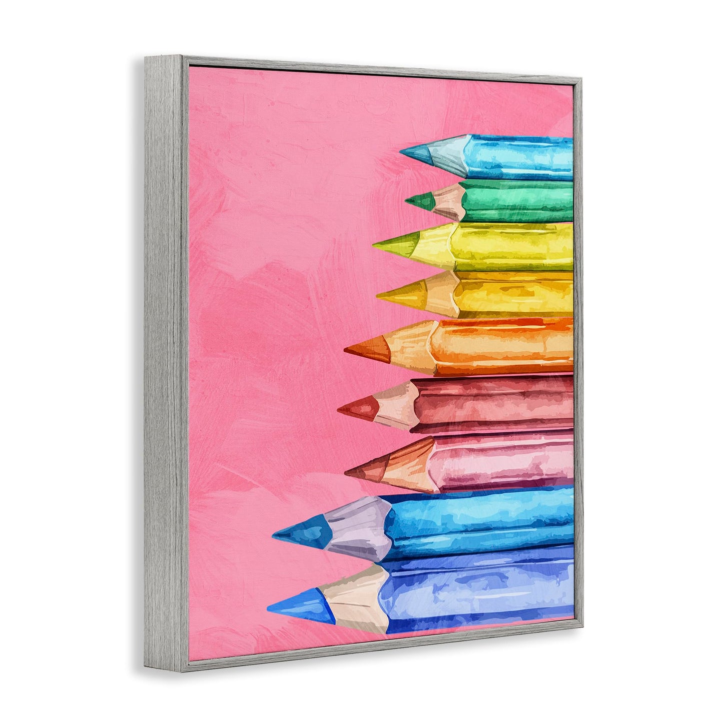 Stupell Industries 'Vibrant Pencils on Pink', Framed Giclee Art, Gray, 11 x 14 Inches, Easy to Hang and Sturdy, Made in USA, by Kim Allen