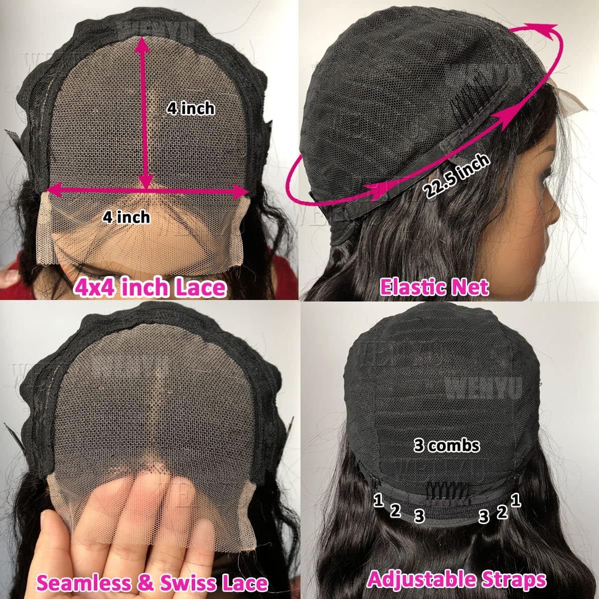 Levergreen Body Wave Lace Front Wigs Human Hair Pre Plucked Glueless 4x4 Lace Closure Wigs Human Hair Wigs For Black Women Human Hair Wig Body Wave Frontal Wigs Human Hair (Closure Wig, 32 Inch)