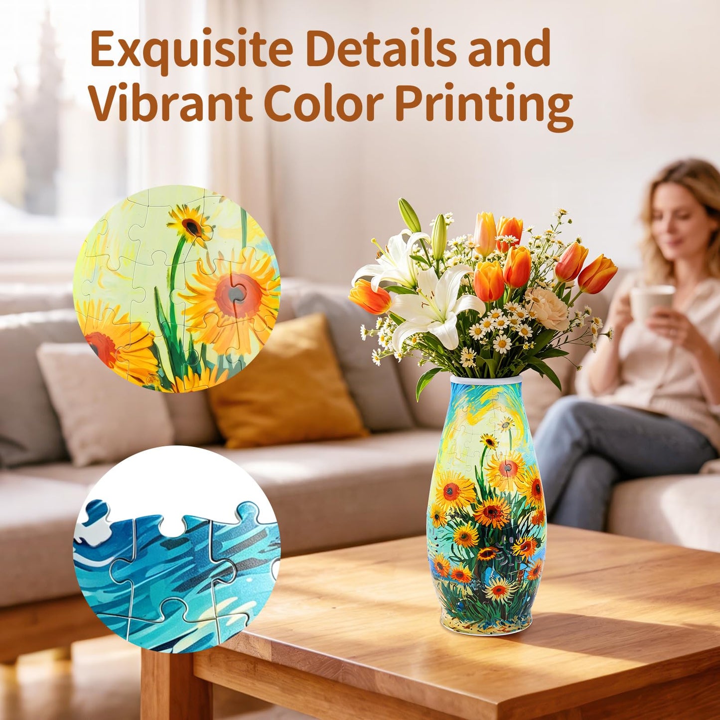 BELEEV 3D Puzzles for Adults, Unique Arts and Crafts for Adults, Unique Housewarning Gifts for Women & Men (Sunflower)