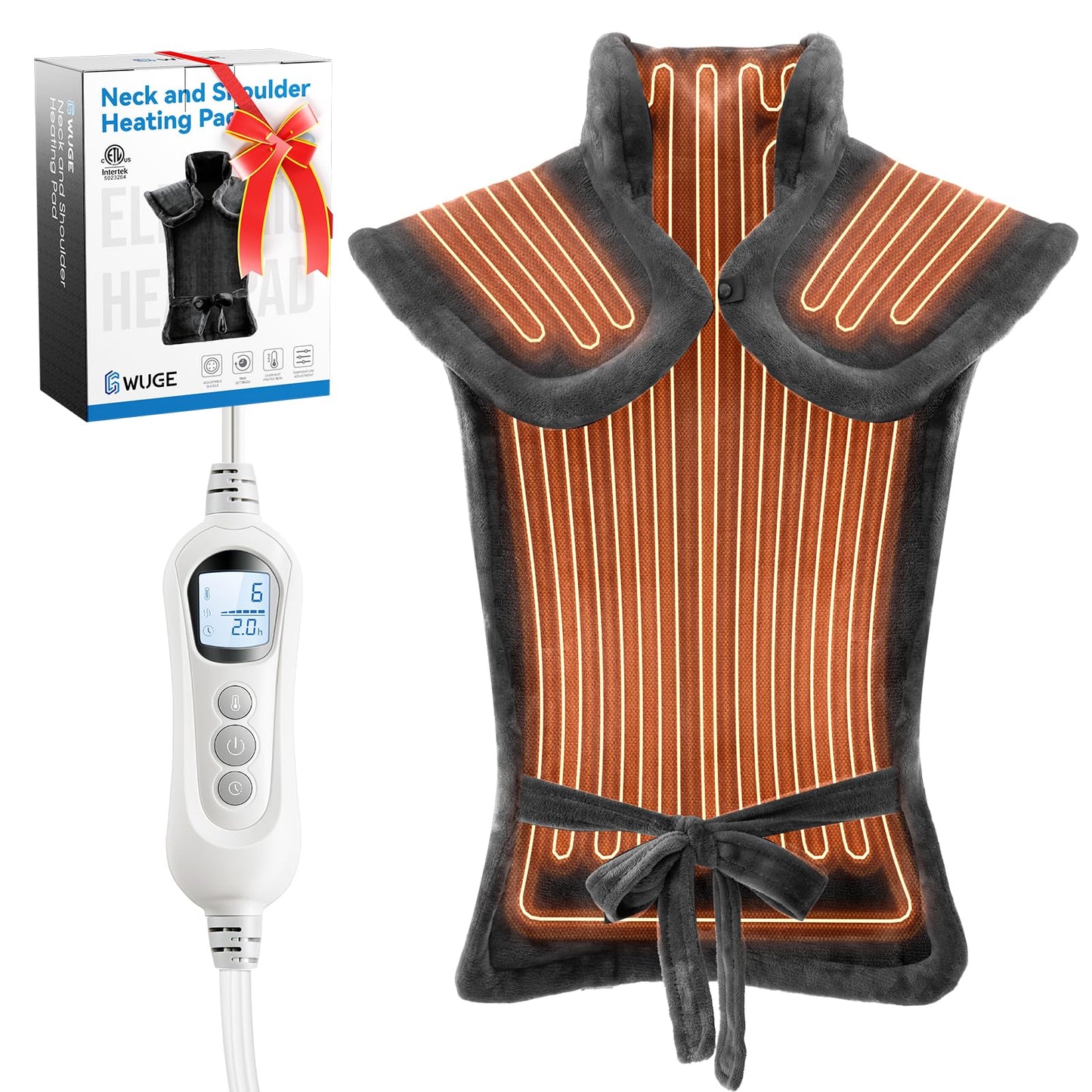 Heating Pad for Neck Shoulder and Back, Mothers Day Gifts for Mom, Deeper Pain Relief and Fast Heating Weighted Heat Wrap, FSA HSA Eligible, Birthday Gifts for Mom Men Dad Wife, ETL Certified, Gray