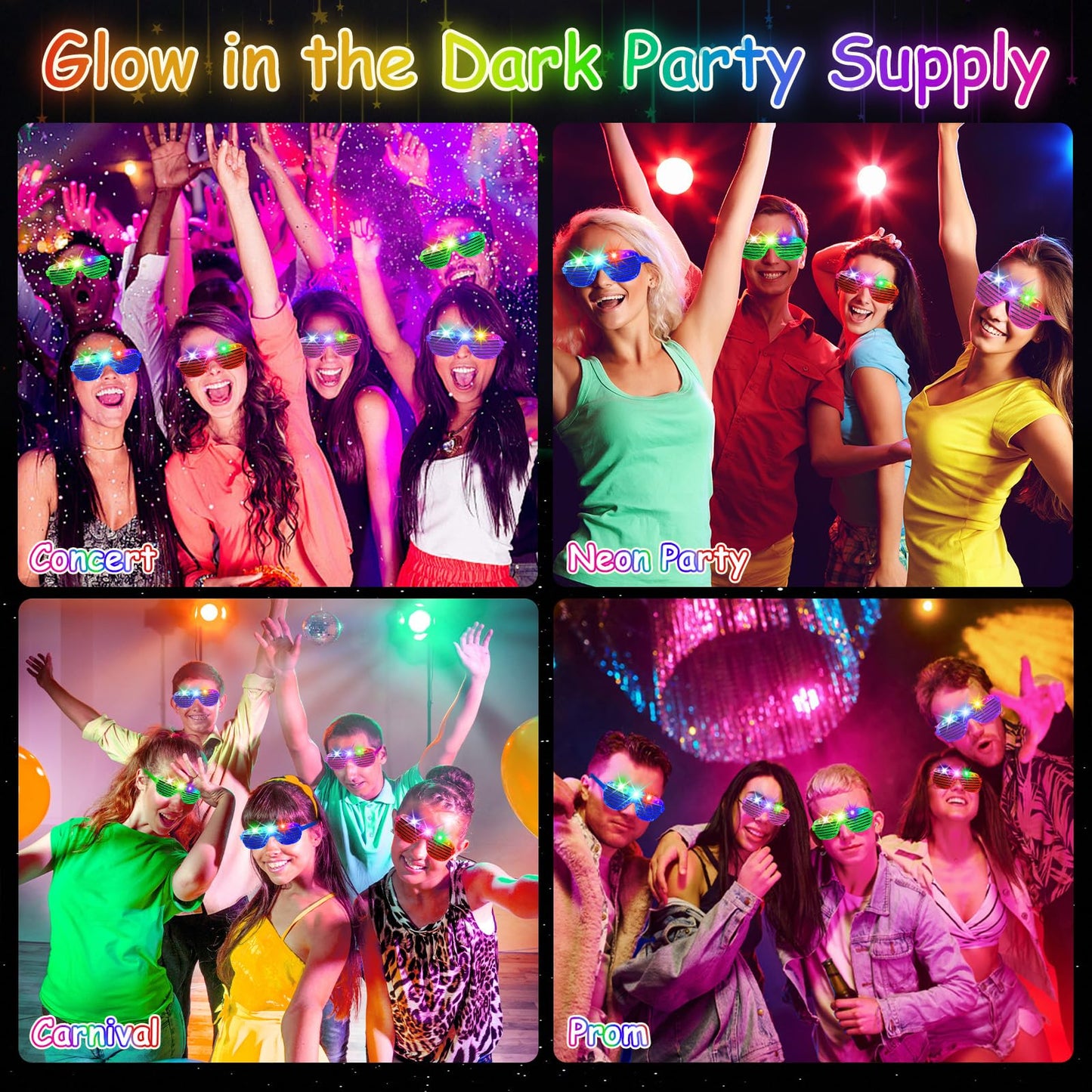 OLUPP 84 PCS LED Glasses, 5 Colors Light Up Glasses with 3 Light Modes, Glow in The Dark Party Supplies, Glow Glasses for Rave Party,Wedding, Birthday, Concert, New Year, Carnival
