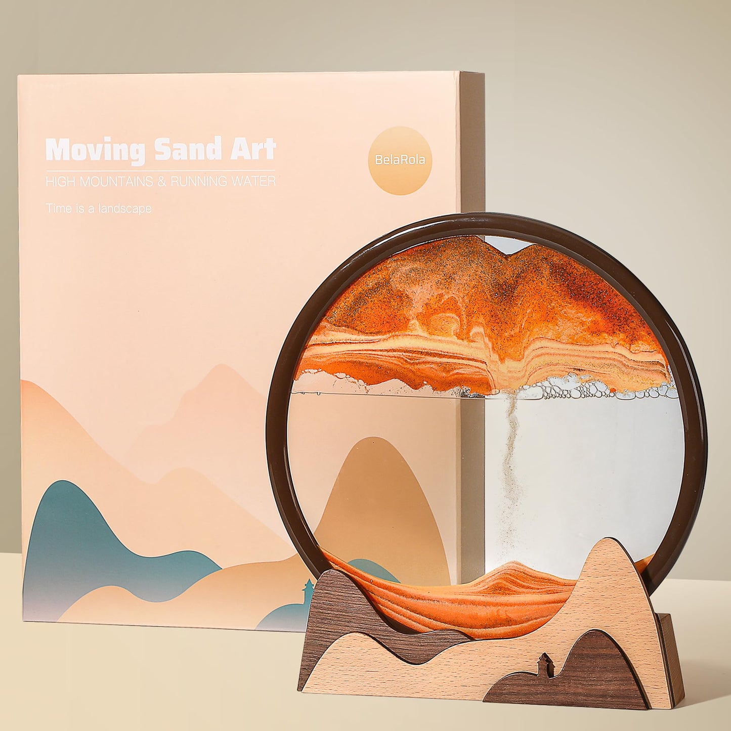 BelaRola Moving Sand Art Liquid in Motion 3D Deep Sea Sandscape Moving Sand Art Picture Wooden Sand Art for Desk Decor and Office Decor(12inch)