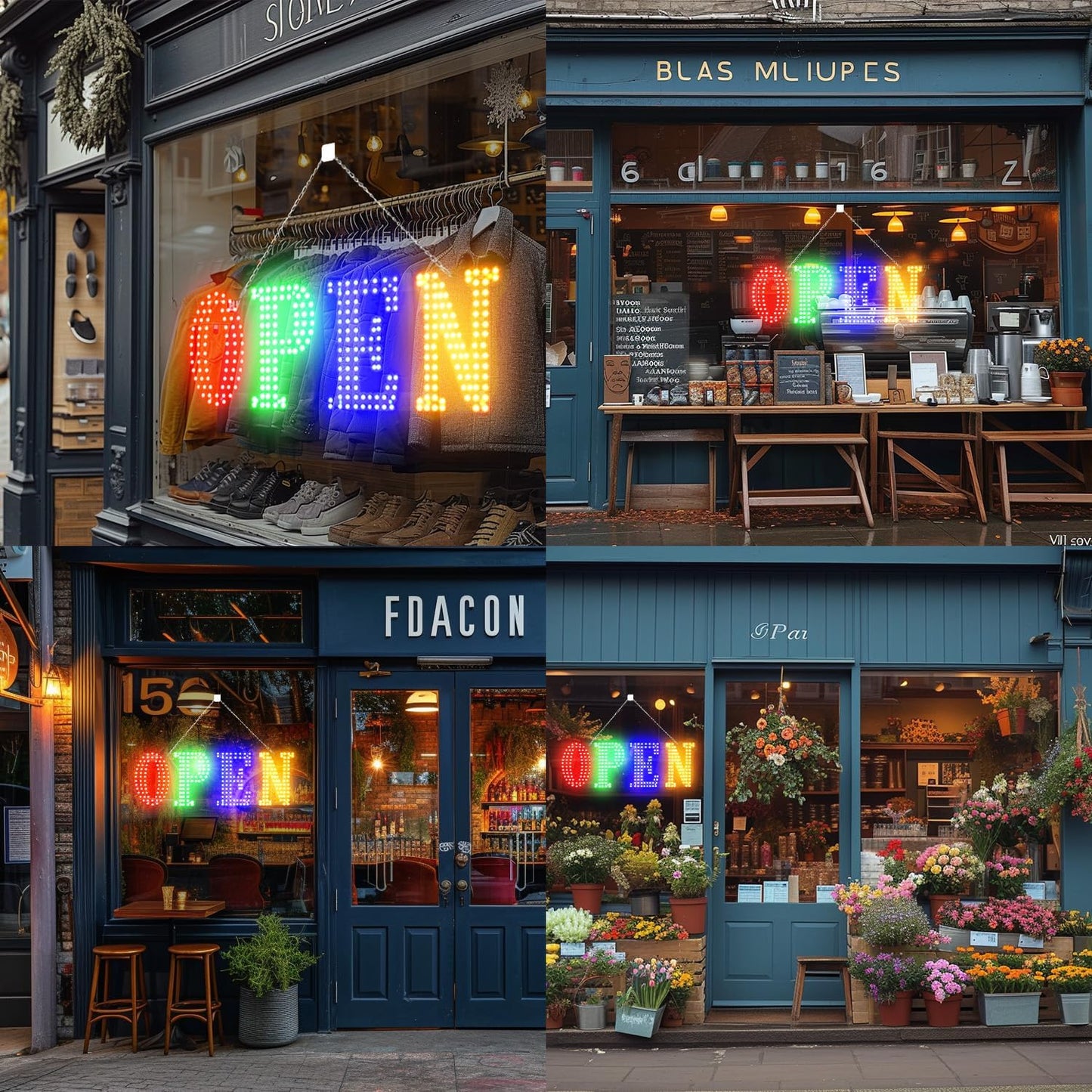 30'' x 10" Led Open Signs for Business, Ultra Bright Large Open Closed Sign with Hanging Installation, Light Up Sign for Bar Store Restaurant Office Hotel Salon Red&Green&Blue&Yellow