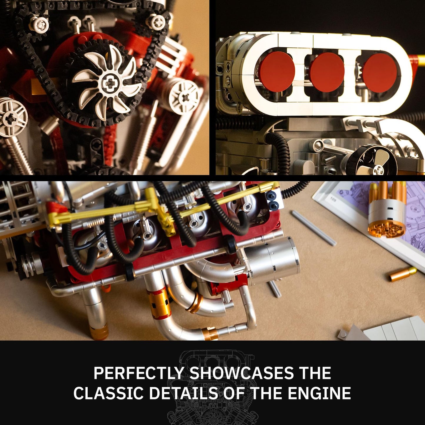 Maspingmu V8 Engine Building Kit for Adults, Build Your Own MOC V8 Engine Model Toy for Display, Compatible with Lego Sets for Adults, STEM Building Project for Muscle car Enthusiasts (2347 PCS)