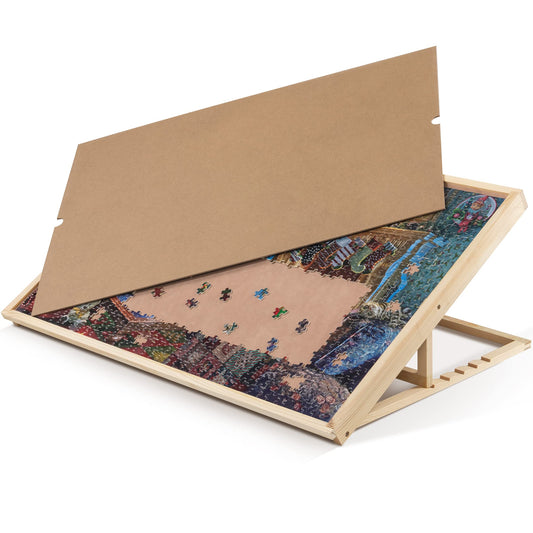 Lavievert 1000 Piece Tilting Jigsaw Puzzle Board with Wooden Cover, Adjustable Puzzle Board with Built-in Easel/Stand, Portable Puzzle Table with Non-Slip Flannel Tabletop for Adults & Kids