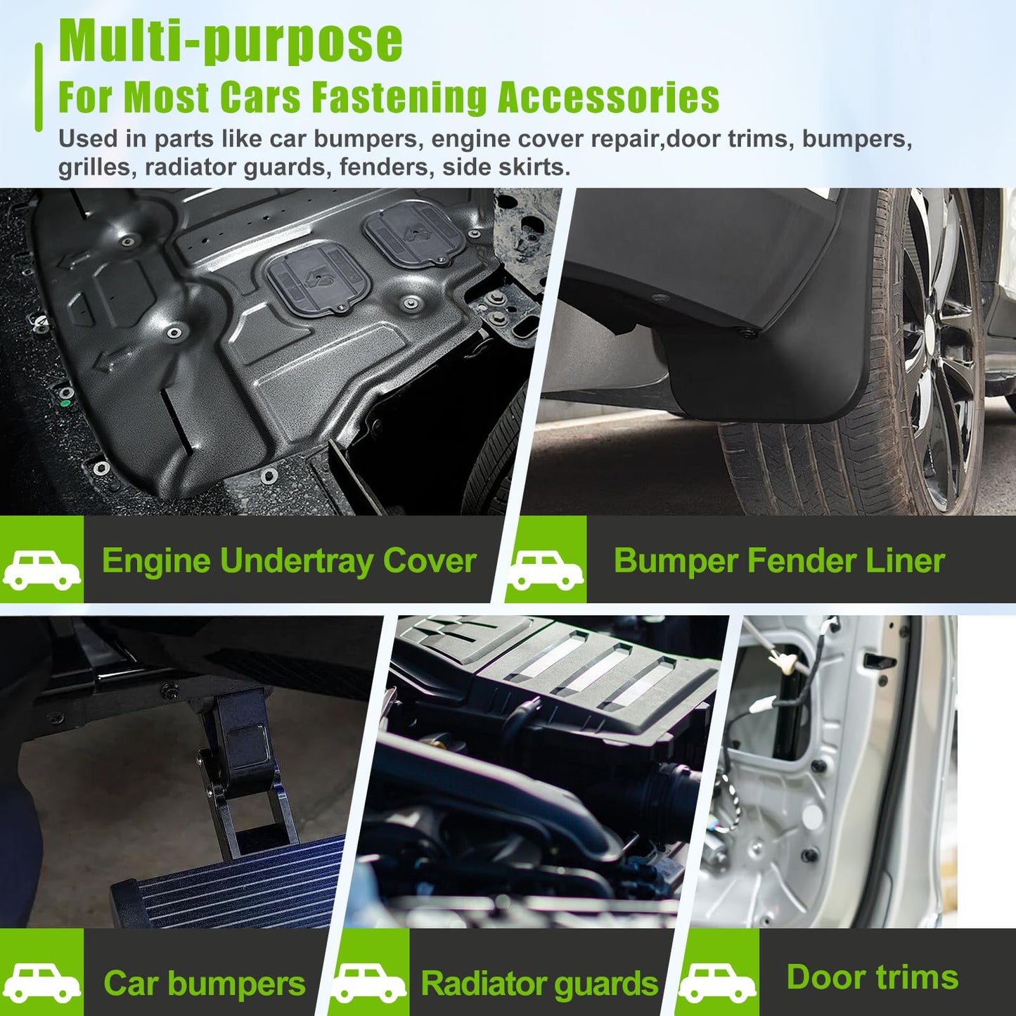 mxuteuk 260PCS U-Nut Clips & Automotive Body Fender Bolts Kit,for Most Cars Fender,Engine Undertray Cover, Engine Cover & Bumper Fender Liner