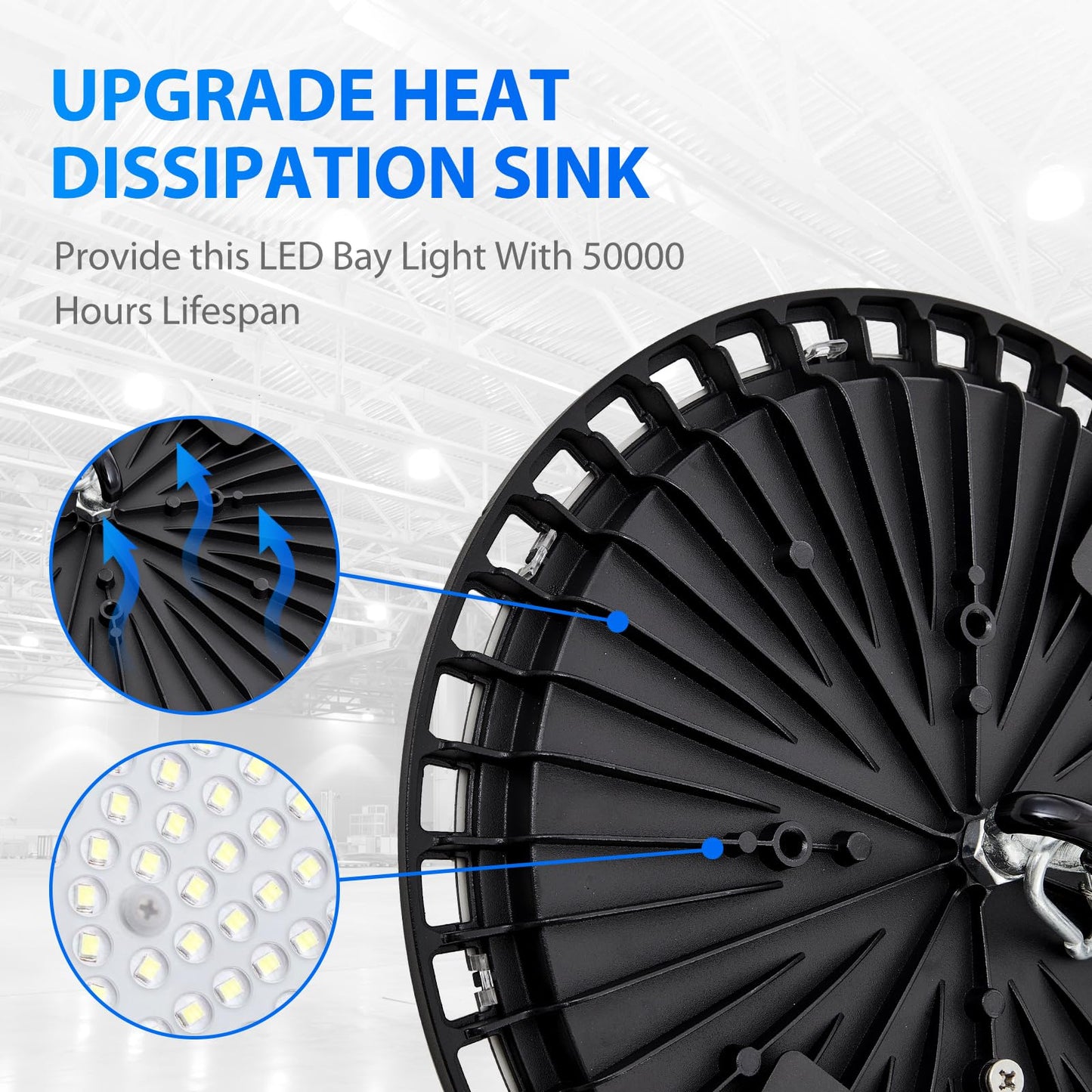 4 Pack Led High Bay Light 200W, 6500K UFO High Bay Led Shop Lights with 22000 lm, Durable High Bay Lighting with US Plug & Brackets, IP65 Commercial Light Fixture for Workshop, Warehouse