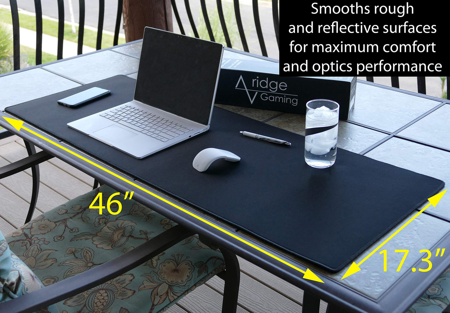 Traverse Ridge Gaming Mouse Pad (5mm) Massive 46 inch | 46x17.3x0.20 Extra Thick | Black | Stitched Edge, Large Washable Desk Mat