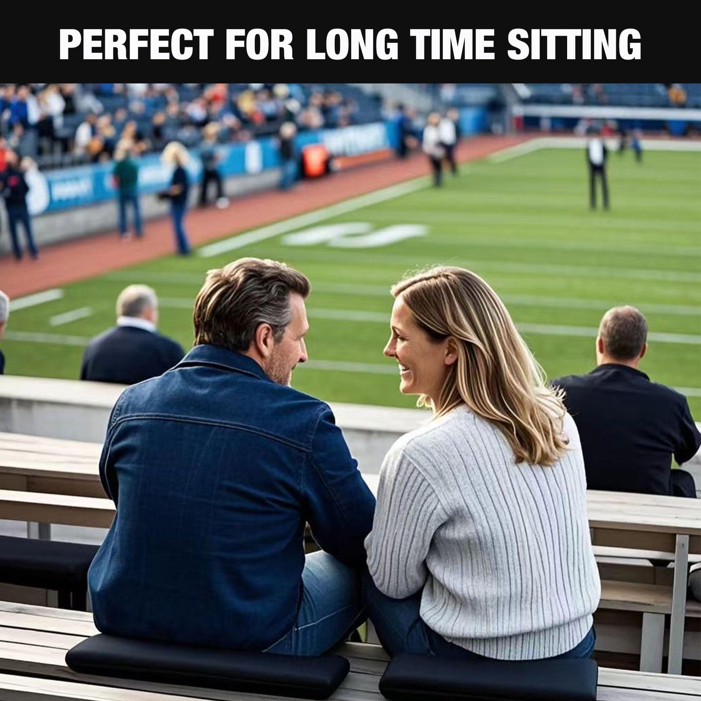 UCOMFEEL Stadium Seat Cushions, Portable Bleacher Cushions with Handle, Waterproof Oxford Fabric, Zipper Design (Black - 3 Pack)