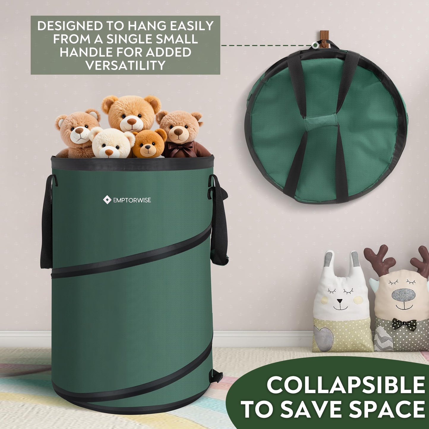 Emptorwise - 2-Pack Collapsible Pop up Trash Cans, Camping and RV Accessories for Inside & Outside, Camper Gear, Tent Essentials, Recycle Can, Travel & Trailer Must-Haves, Garbage Bin and Cool Stuff