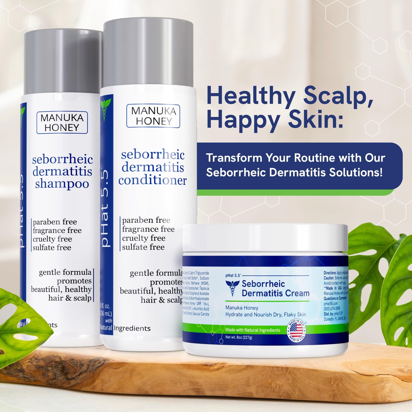 pHat 5.5 Seborrheic dermatitis Moisturizing Cream & Face Lotion for Women - Soothing Redness for Face & Body Cream - Hydrating Face Cream for Dry Skin & Anti Itch Lotion (8oz)