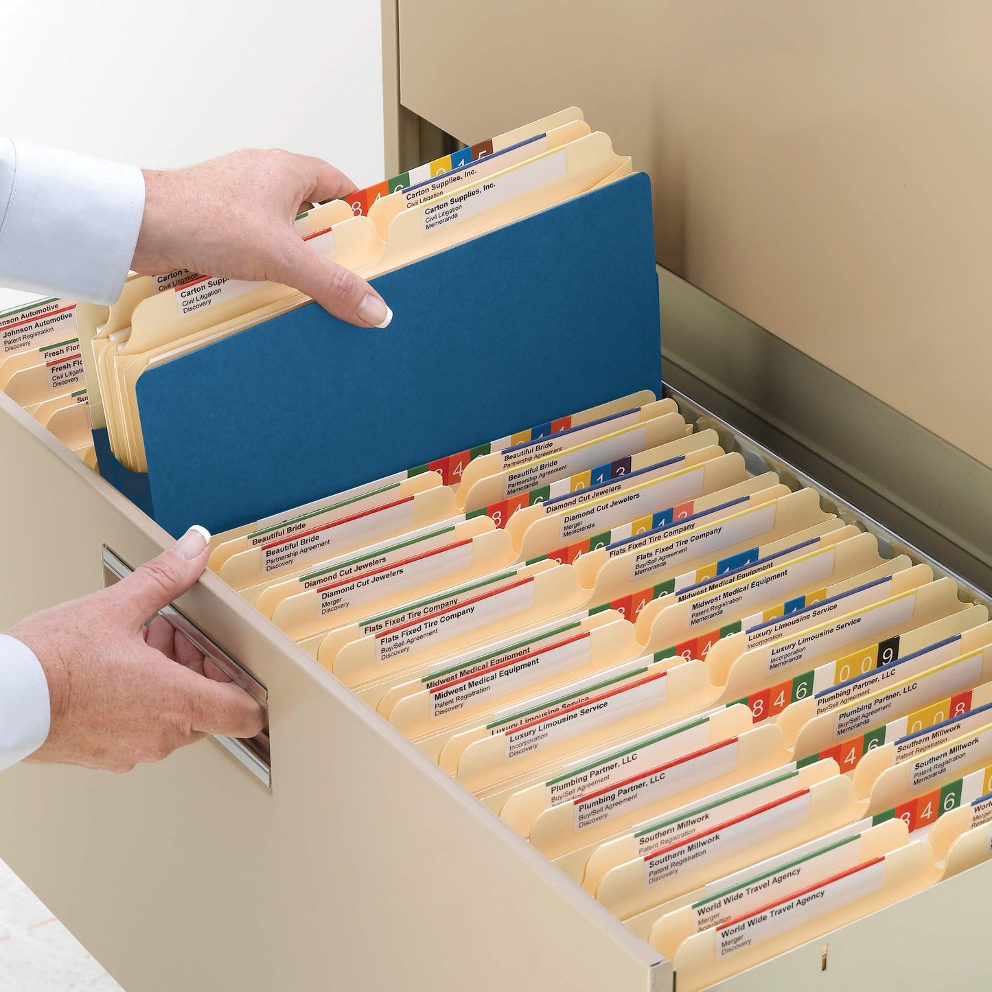 Smead File Pocket, Straight-Cut Tab, 5-1/4" Expansion, Letter Size, Blue, 10 per Box (73235)