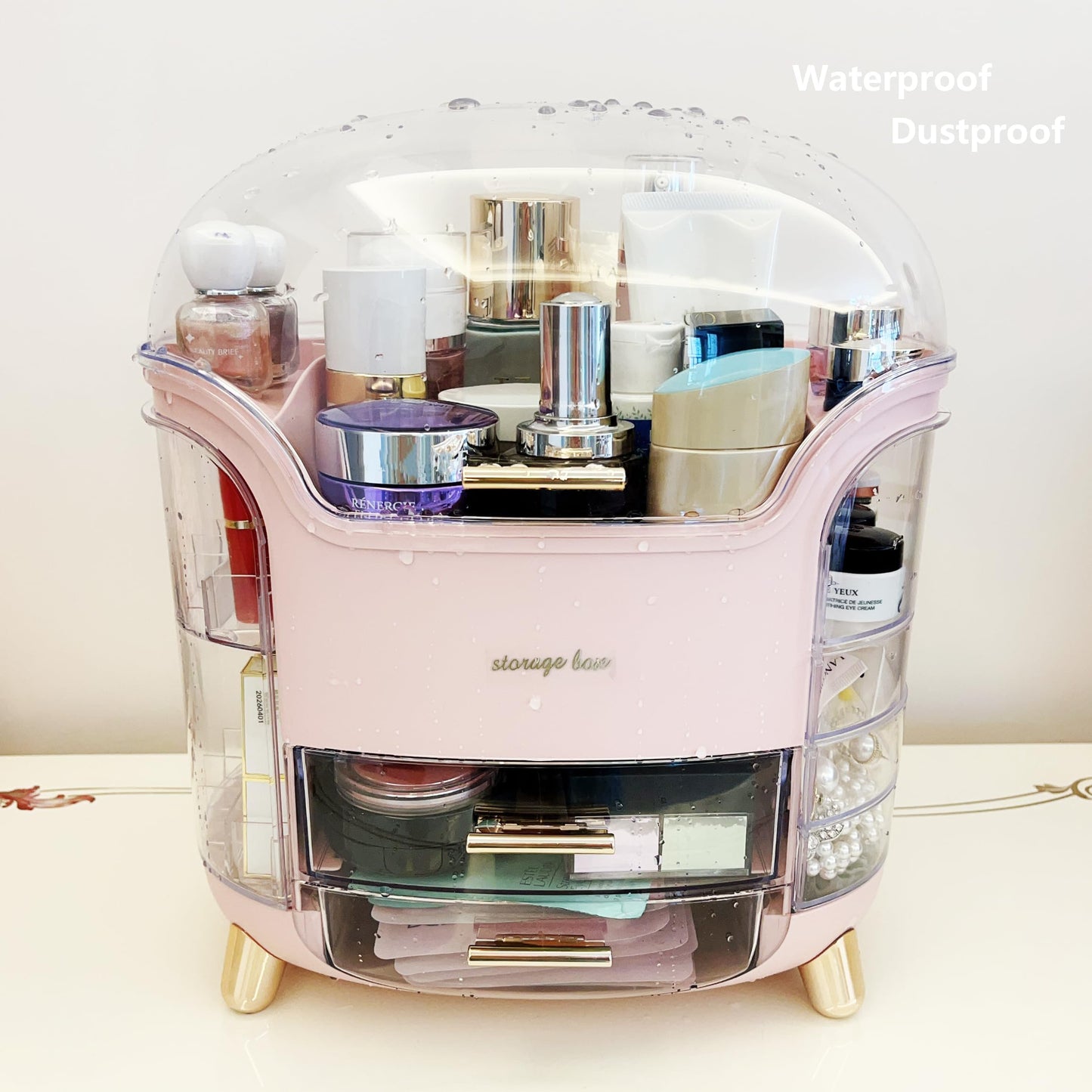 Omeily Upgrade Large Makeup Organizer Countertop Vanity Case Skin Care Cosmetic Storage Box Bathroom Counter Perfume Skincare Organizers Make Up Caddy Gift for Women Girls Clear Design Easy Visibility
