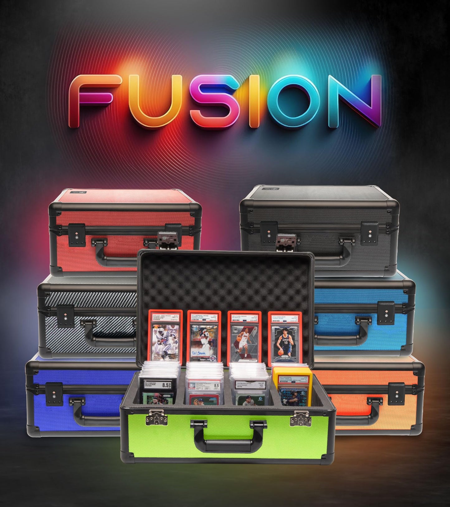 SLAB ARMOR FUSION 4 Row Graded Card Storage Box PSA Card Slab Case For Graded cards Holds 160+ Slabs Graded Card Case PSA Slab Box Graded Card Storage Sports Baseball Card Collector Gifts (ROYAL BLUE)