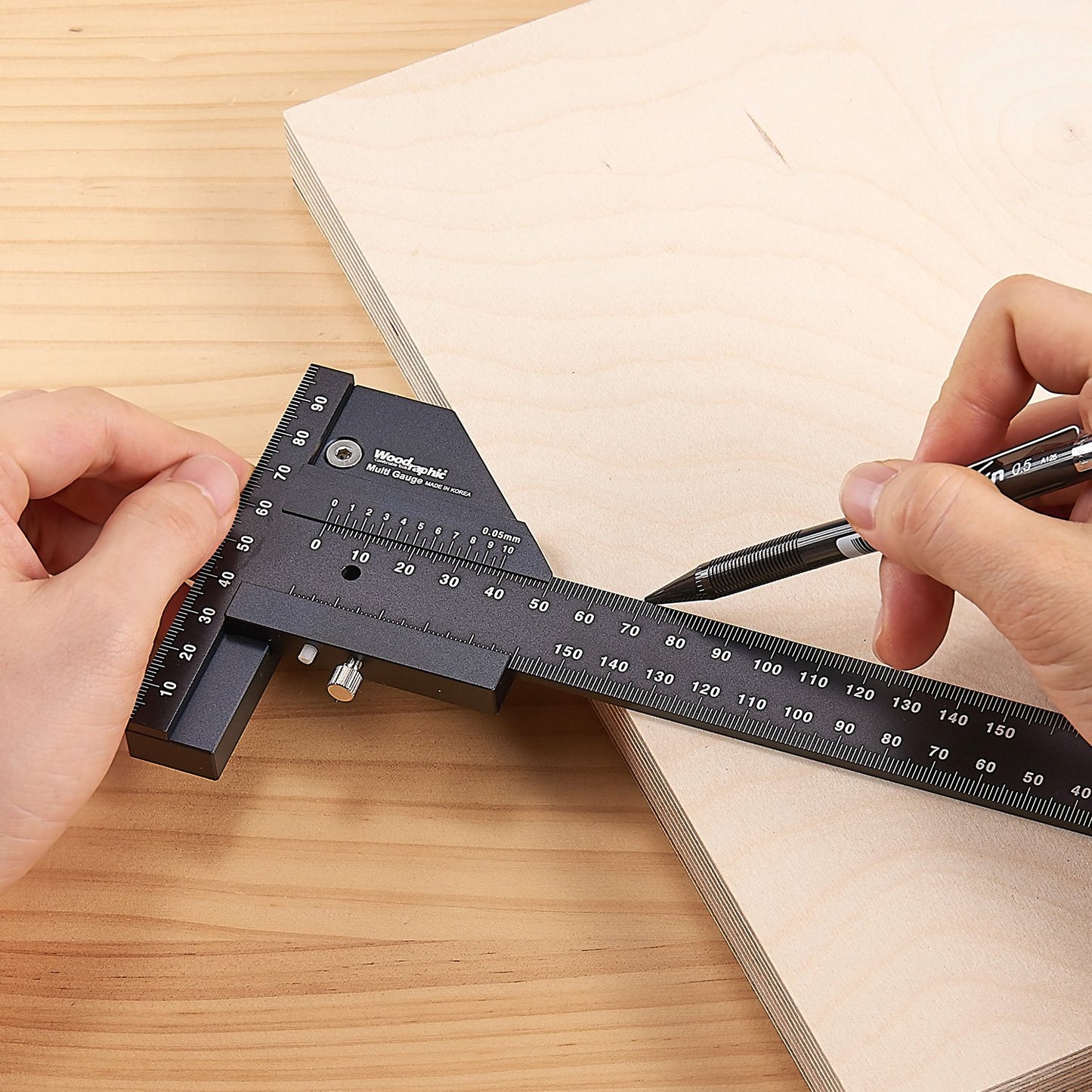 Woodraphic Scriber Gauge – Precision Marking Tool, Measuring Ruler, Layout Square, Thickness Gauge, CNC Aluminum Woodworking Tool for Joinery, Framing, Cabinet, DIY Projects (Old, 14 Inch)