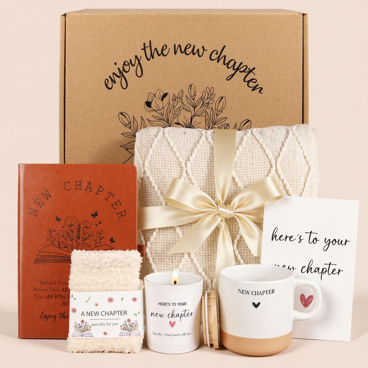 New Beginnings Gifts for Women, New-Chapter Happy Retirement Gifts for Woman, Graduation Gift, New Job Congratulations Gift for Women Farewell Going Away Basket for Woman, Coworker, Teacher, Friend