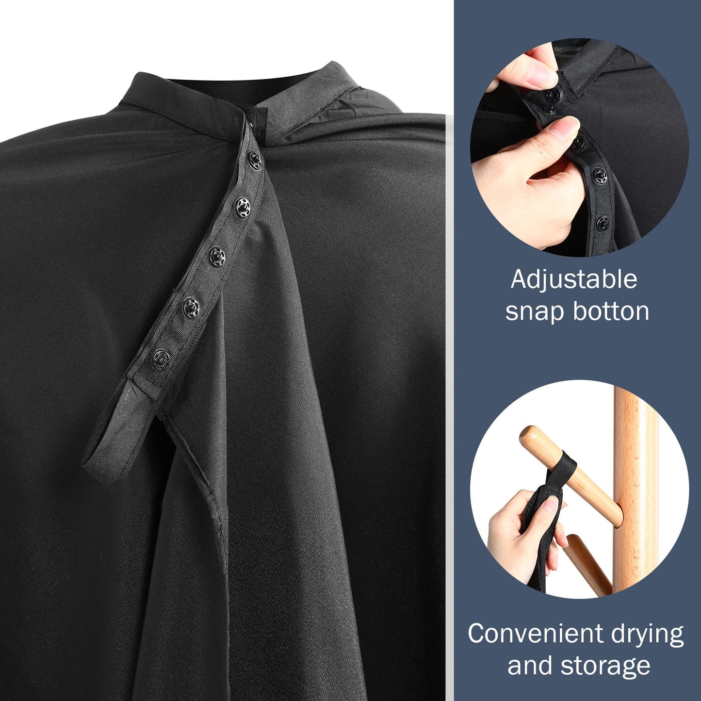12Pcs Barber Cape 64 x 56'' Large Waterproof Hair Cutting Salon Cape Adjustable Snaps for Hair Dye Salon Stylist Supplies(Black)