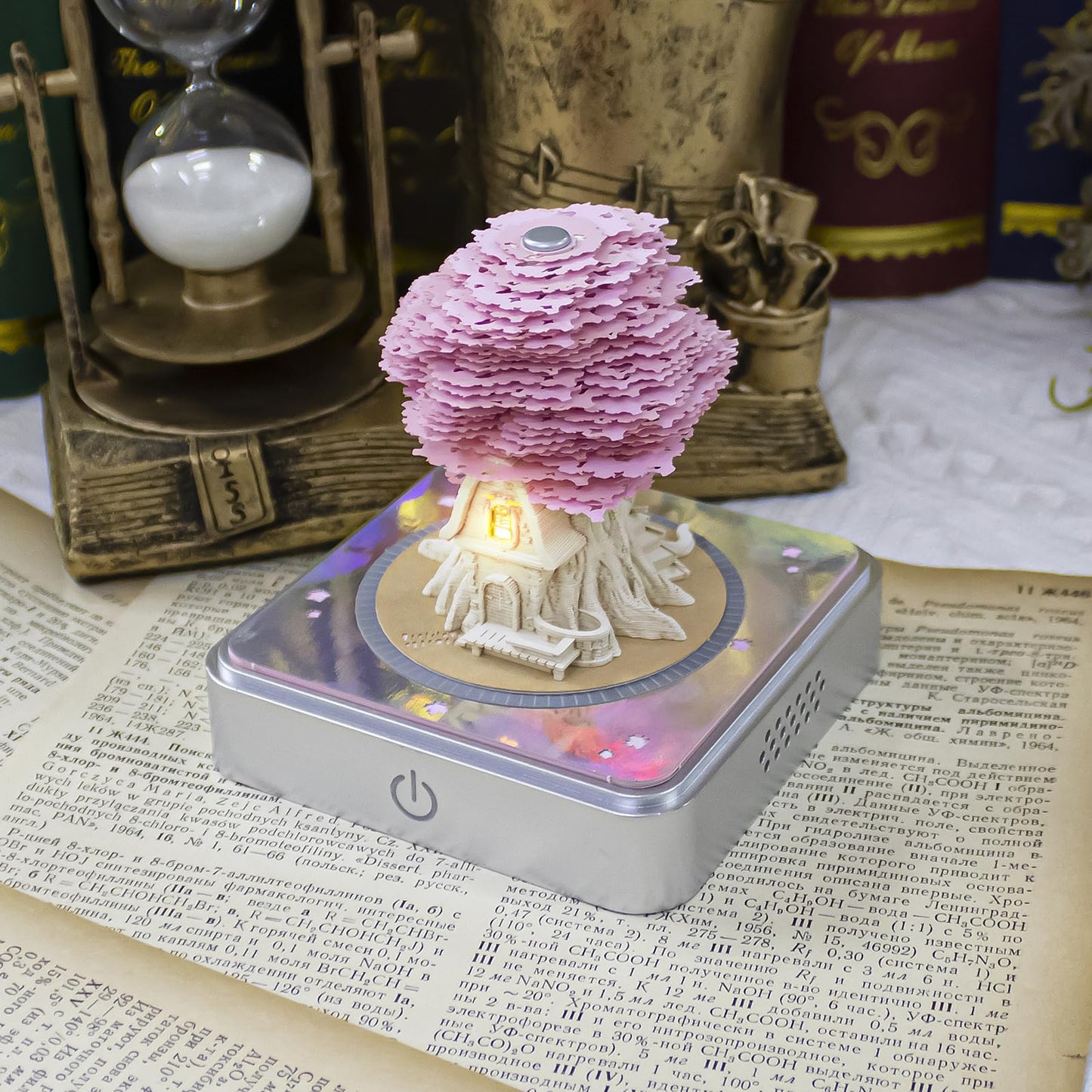 Buladle 3D Tree memo Pads Paper Desk Calendar with Light,DIY Creative Gifts,Non-Sticky Note Pad Cubes Note Cards Stickers Post Notes for Office/Home (Pink)