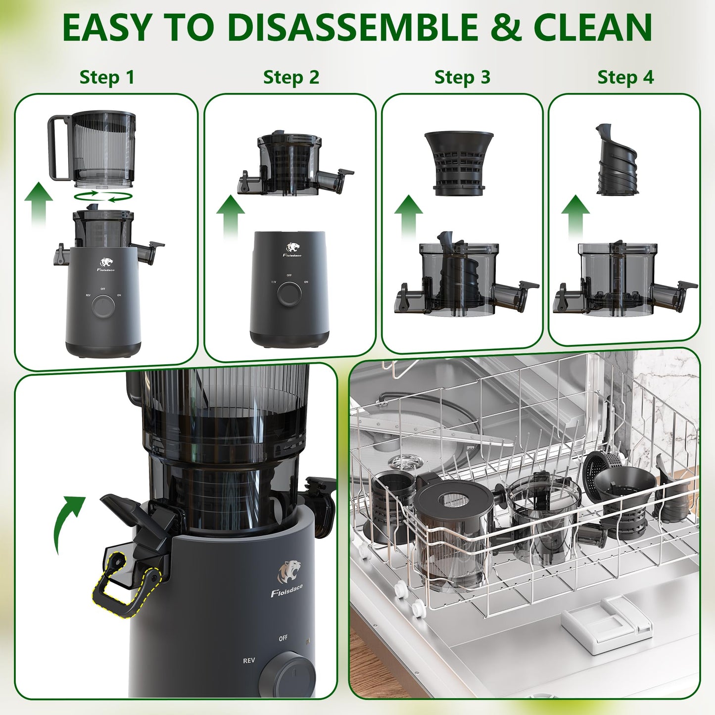 Juicer Machines, Cold Press Juicer with 5.3" Extra Large Feed Chute and Powerful AC Brushless Motor Fit Whole Fruits & Vegetable, High Juice Yield, BPA Free, Extra One Replace Strainer