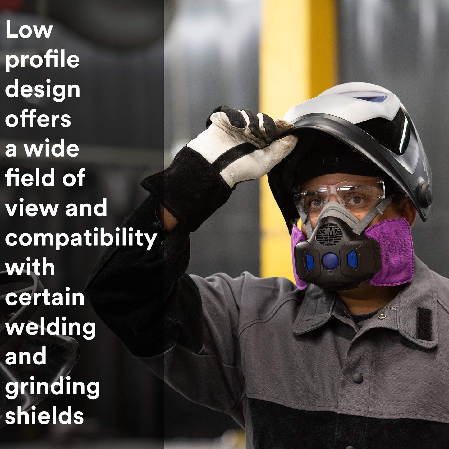 3M Respirator, Secure Click Half Face Reusable Respirator with Speaking Diaphragm and Push Button Seal Check, HF-802SD, Sweeping, Sanding, Grinding, Sawing, Dust, Medium