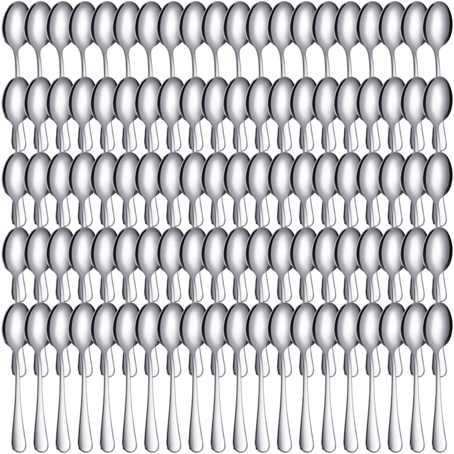 100 Pcs Demitasse Espresso Spoons Stainless Steel Bulk, 4.33'' Small Mini Coffee Tasting Dessert Spoons for Kitchen Dessert, Tea, Appetizer, 1.18'' Wide(Classic Style,Silver)
