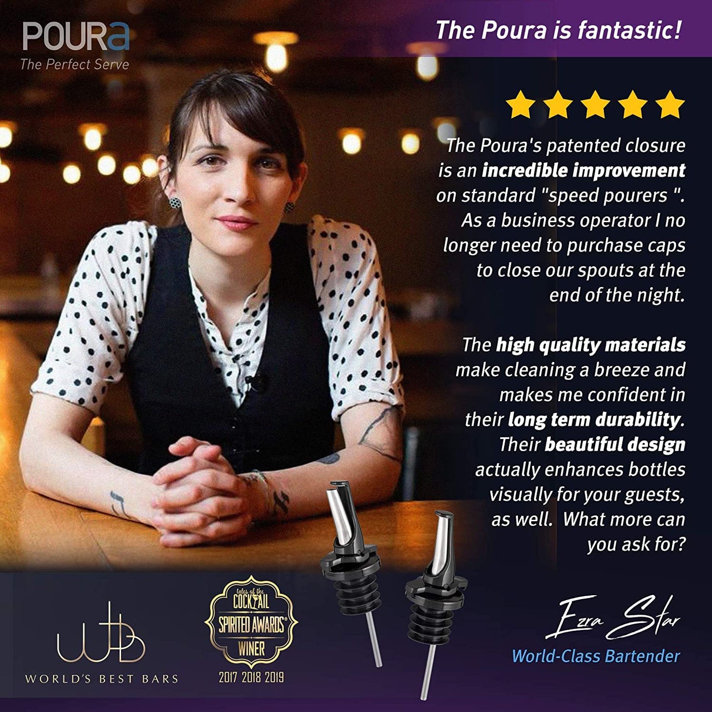 Liquor Bottle Pourers - Patented Design Pour Spouts - Open and Close for Mid Pour Shut Off - Fits Universally to Most Bottles - Meet The New Standard of Bottle Pourers - Black - 12 Pack