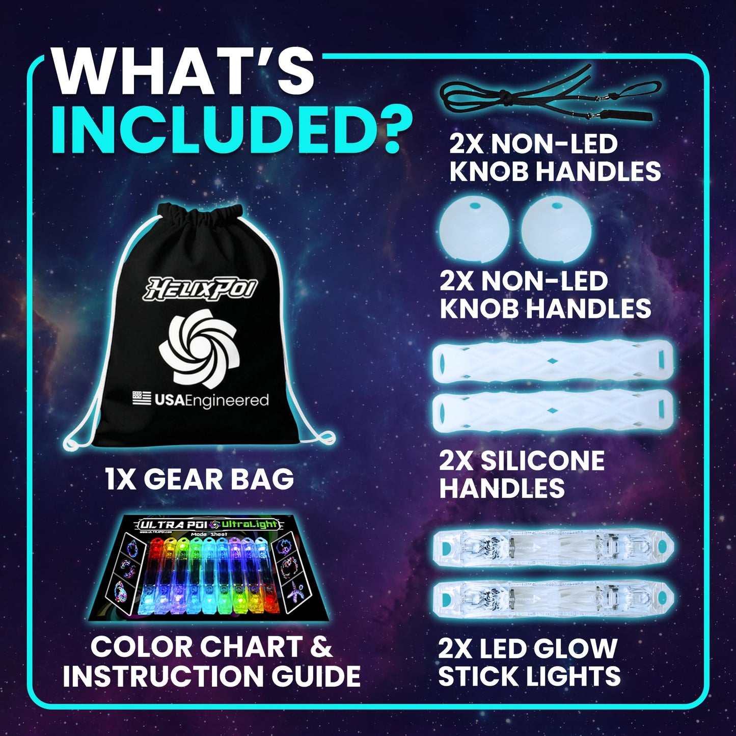 UltraPoi Helix Poi Set LED Poi for Raves and Concerts LED Glow Sick