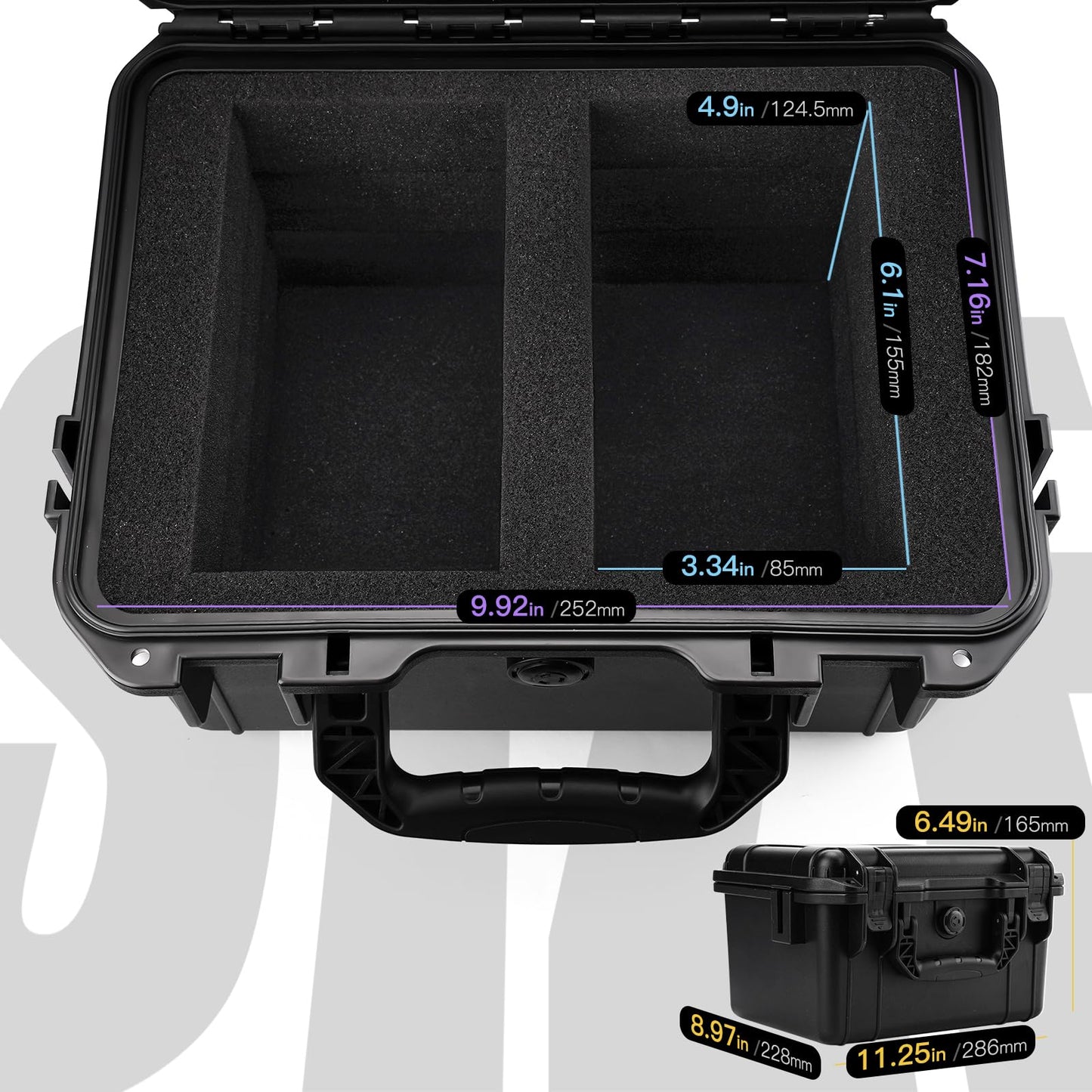 QINGUANG Graded Card Storage Box,Trading Card Case with 4 Foam Dividers,IP67 Waterproof PSA Slab Case for PSA/CSG/CGC/SGC/BGS Top Loaders Sports Cards