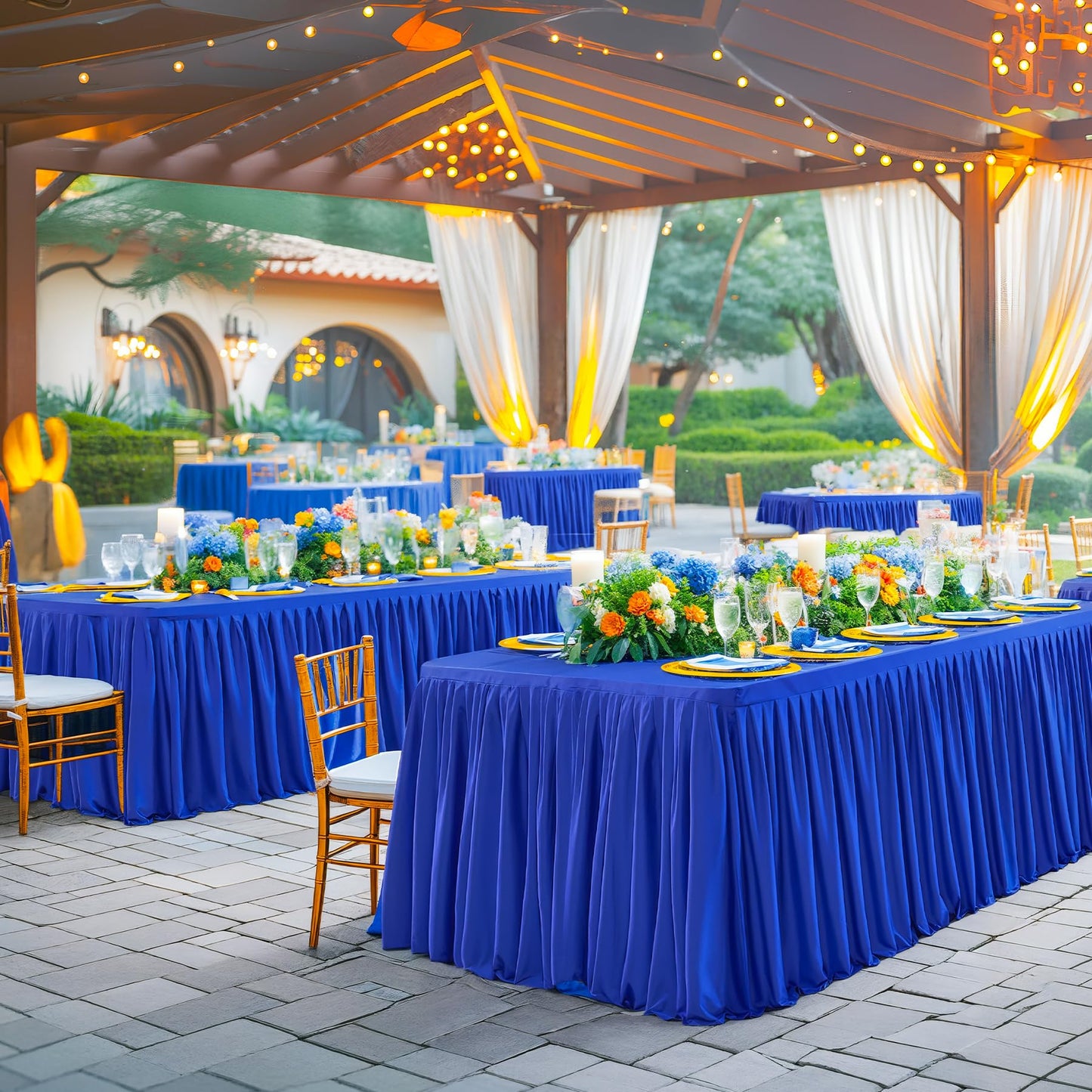 Wish Care 2 Pack Royal Blue Rectangle Table Clothes for 6 Foot Tables, Polyester Fitted Tablecloths 6t Stretch Table Cover for Wedding, Birthday, Parties, Trade Show, Craft Show