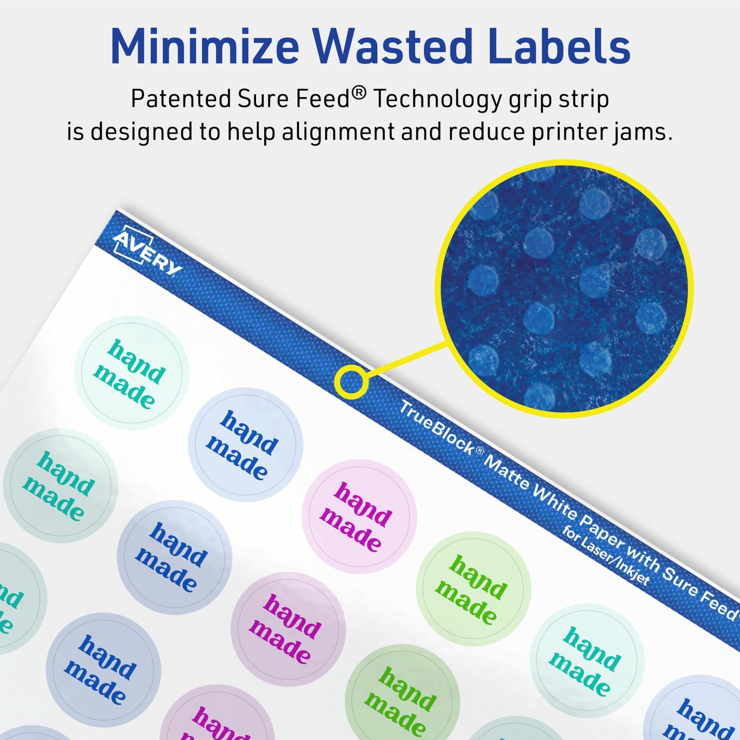 Avery TrueBlock Matte White Round Labels with Sure Feed, 0.75" Diameter, 8,000 Matte White Labels, Print-to-The-Edge, Laser/Inkjet Printable Labels, Great for Product Labels and Price Stickers