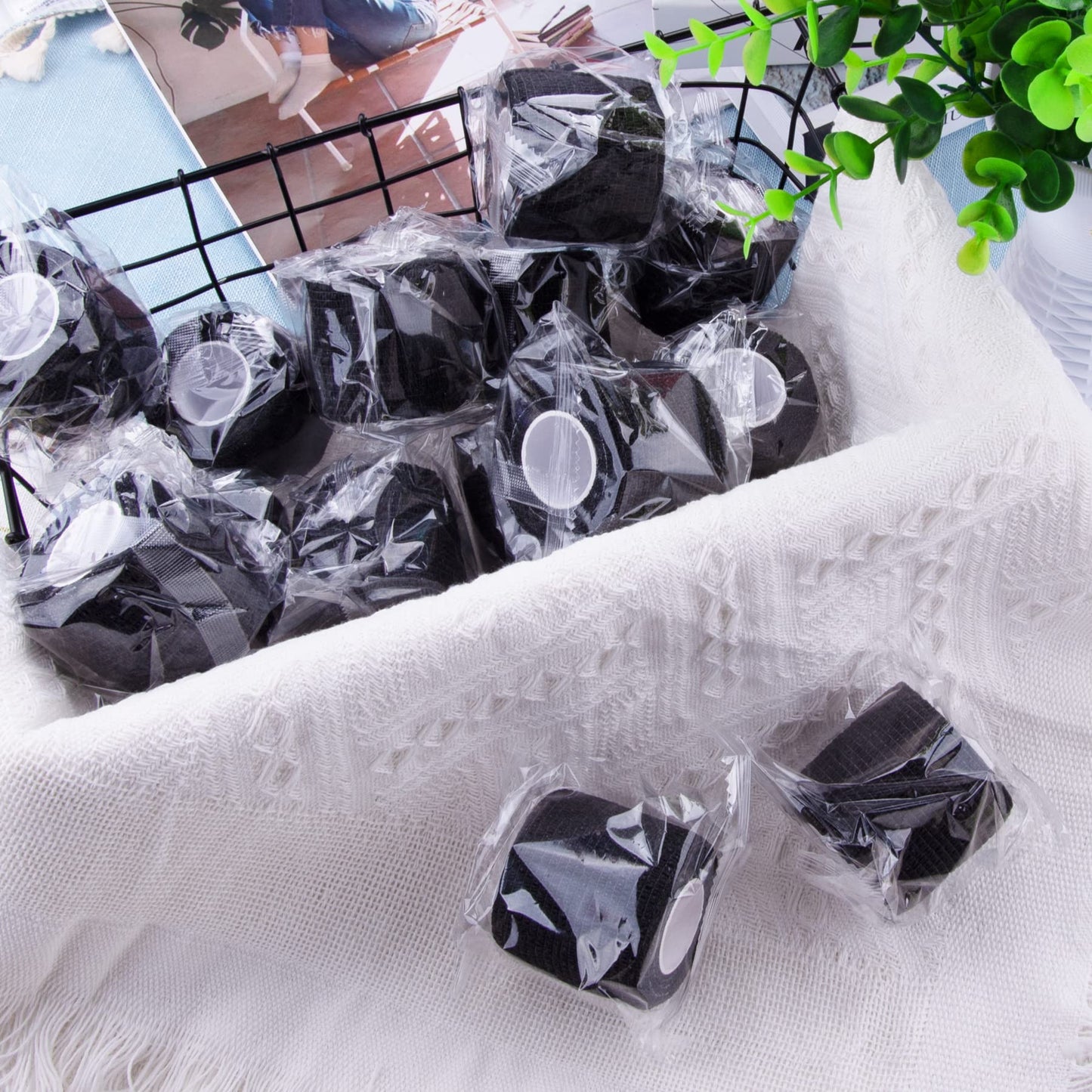 BQTQ 72 Rolls Self Adhesive Bandage Wrap 2 Inch Self Adherent Wrap Black Bandage Tape Self Stick Bandages Wrap Stretch Bandage for Wrist Ankle Swelling Sprains