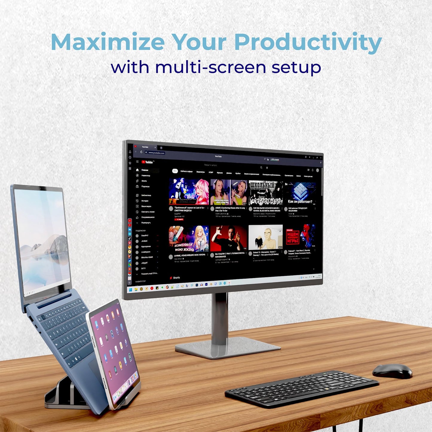 TEFONIA Vertical Laptop Stand Holder 5 Slots, Aluminum Space-Saving Laptop Holder, Adjustable Size Dock Tabletop Desk Organizer 3 Slot + 2 for Apple MacBook/Surface/PC/Tablet/iPad/iPhone (Space Gray)
