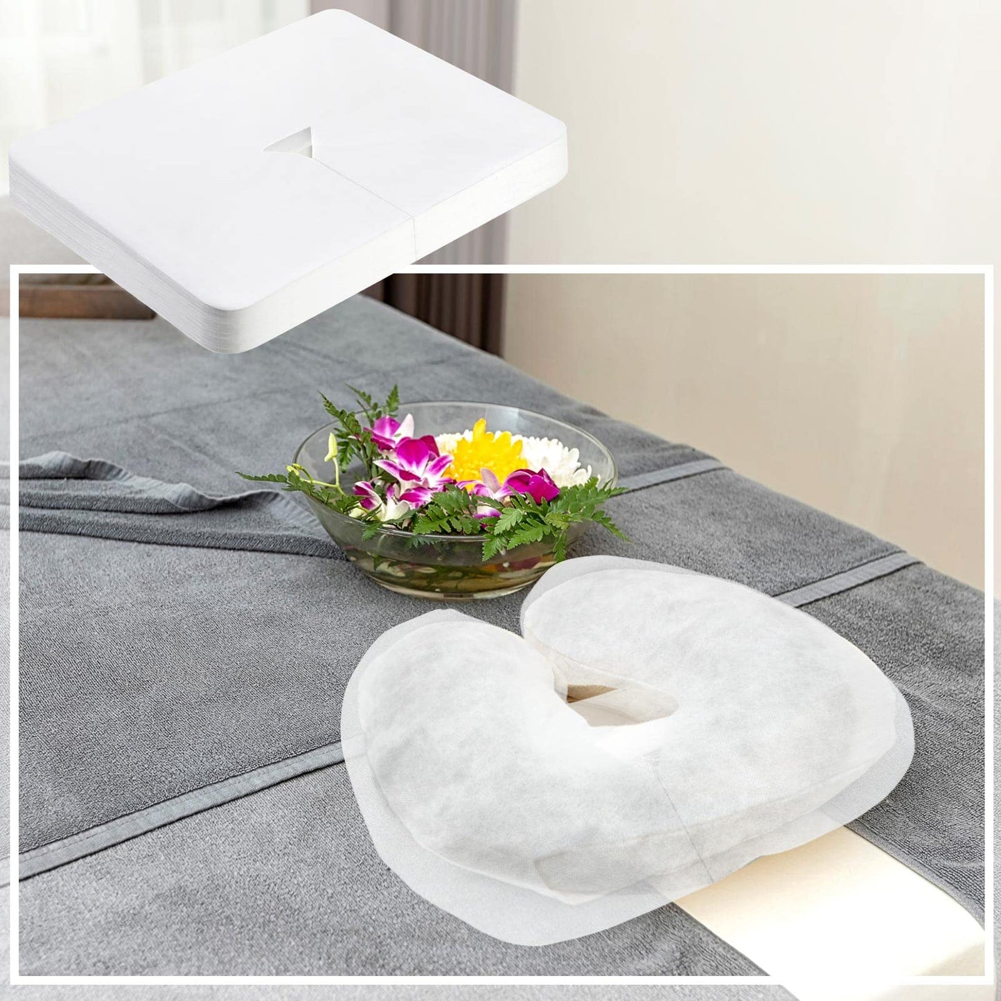 Oudain 800 Pcs Disposable Face Cradle Covers Massage Face Cradle Cover for Massage Table Fitted for 16 x 12 Inches