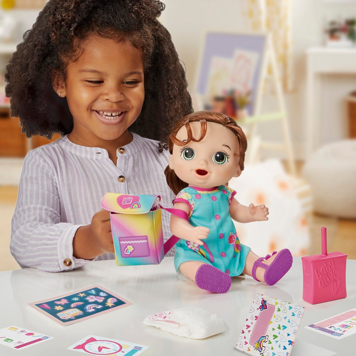 Baby Alive Time for School Baby Doll Set, Back to School Toys for 3 Year Old Girls & Boys & Up, 12 Inch Baby Doll, Brown Hair (Amazon Exclusive)