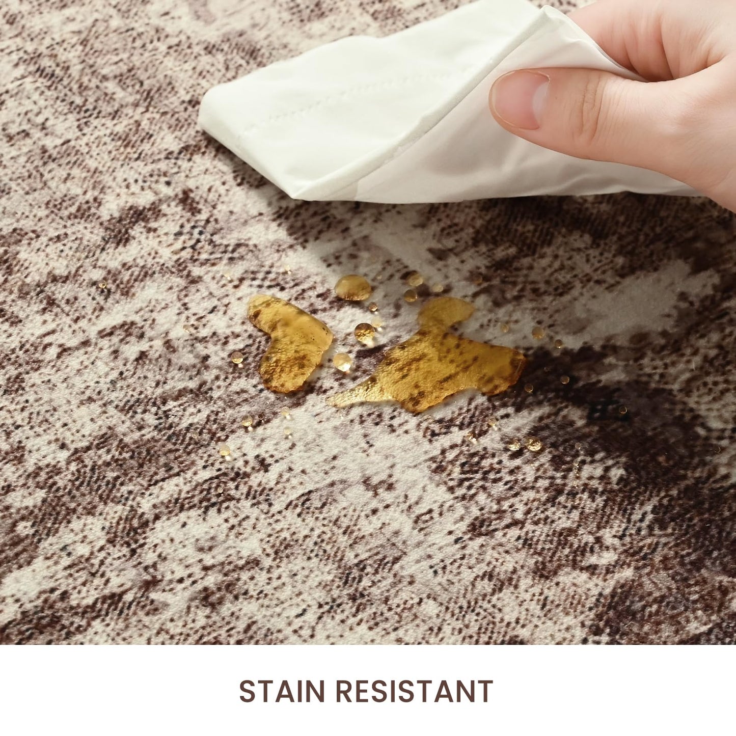 Runner Rug for Kitchen Coffee Hallways Runner Rug Non Slip 2'6''x8' Washable Brown Long Runner Rugs with Rubber Backing Soft Abstract Carpet Runner for Entryway, Kitchen, Bedroom, Bathroom