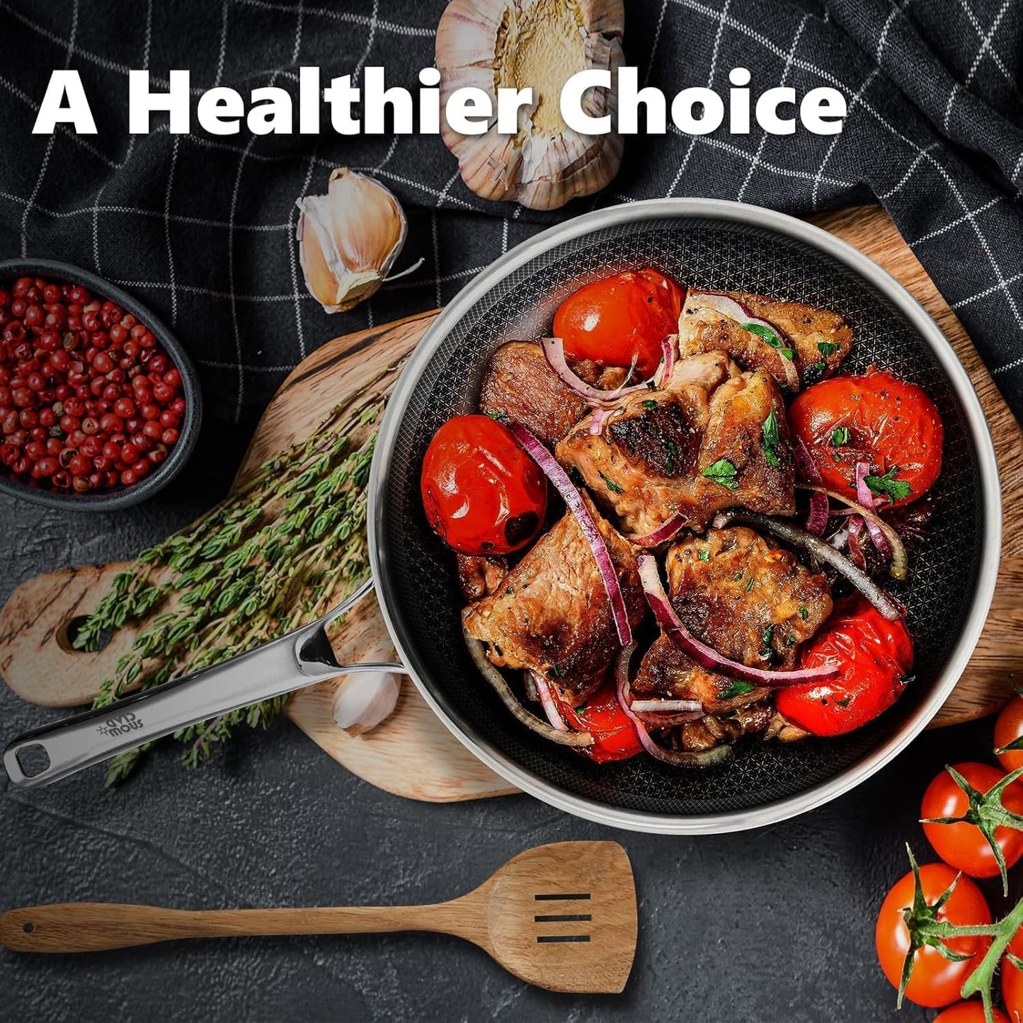 OATOFP Non Stick Frying Pans 12 inch, Hybrid Frying Pans Nonstick with Lid,non stick Stainless Steel Skillets, Dishwasher and Oven-Safe Chef Pan, PFOA Free Cookware